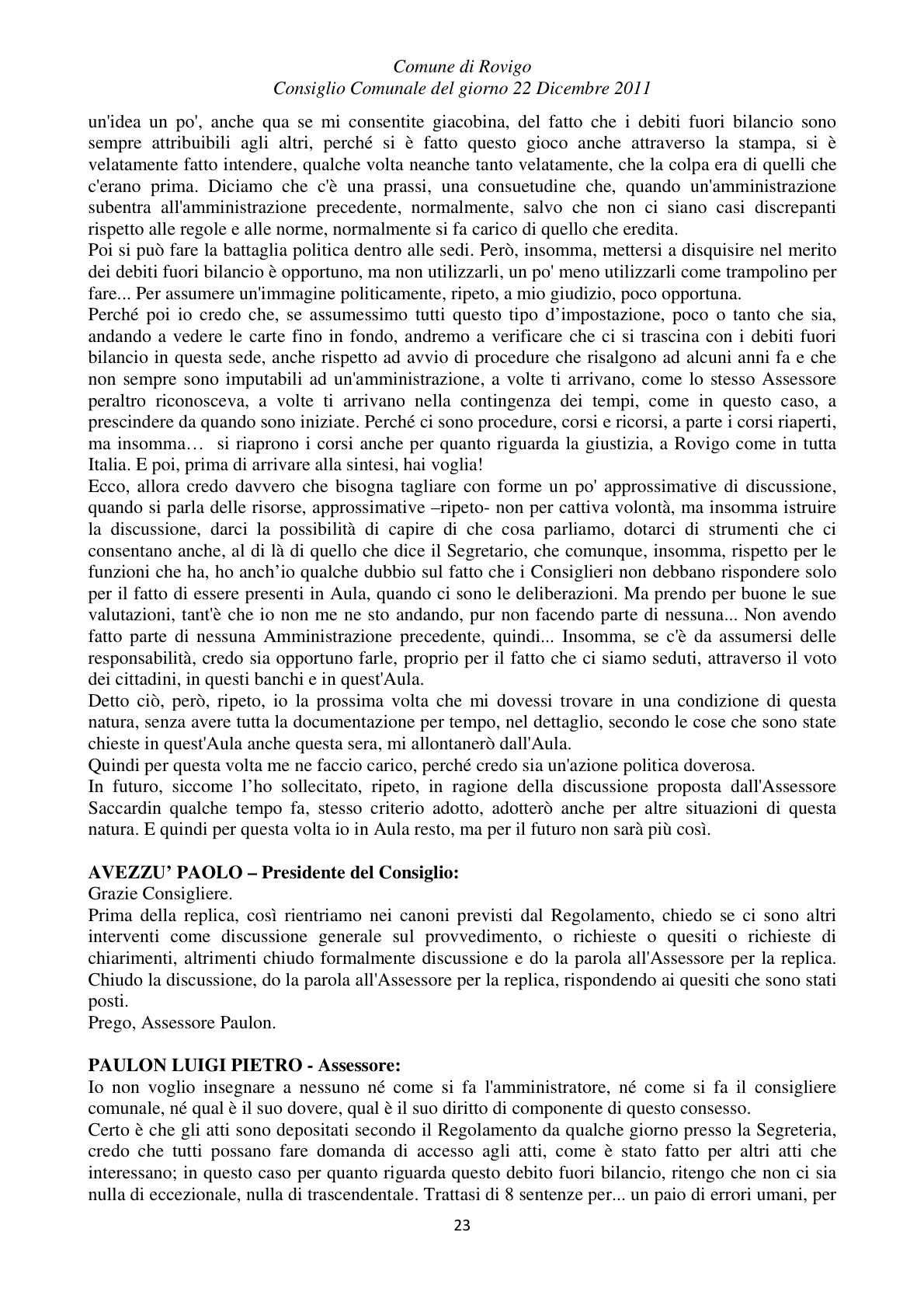 Pagina 23 del verbale