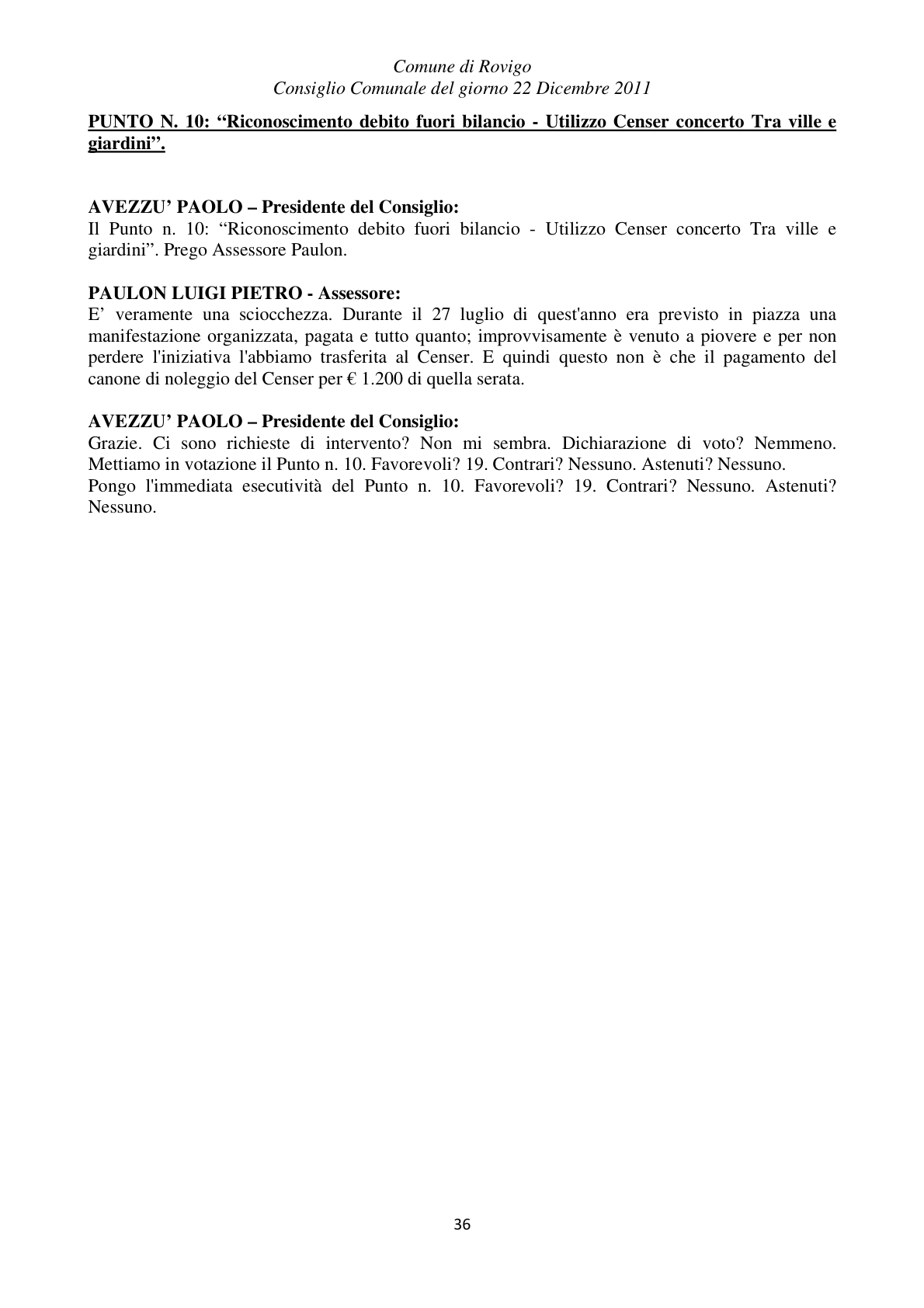 Pagina 36 del verbale