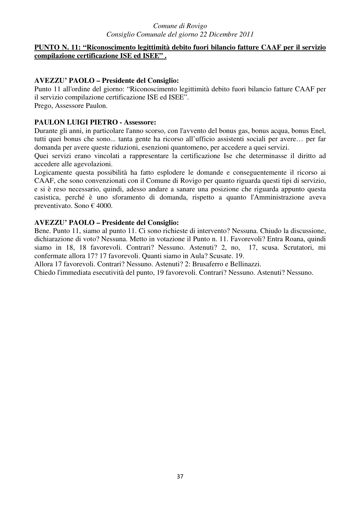 Pagina 37 del verbale