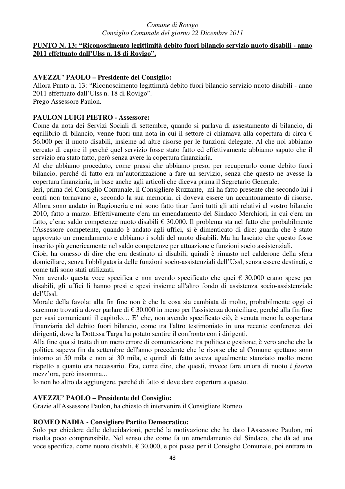 Pagina 43 del verbale