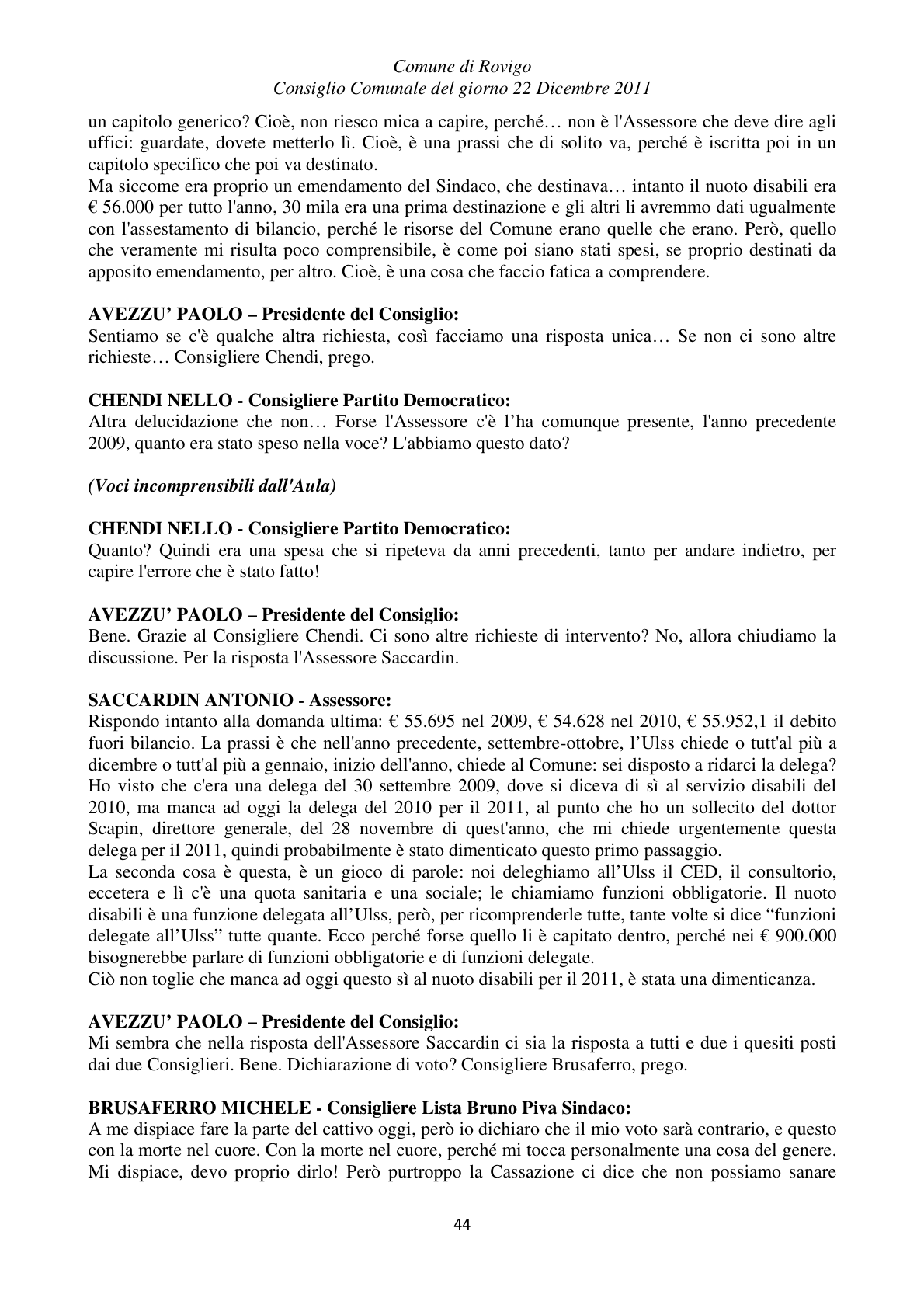 Pagina 44 del verbale