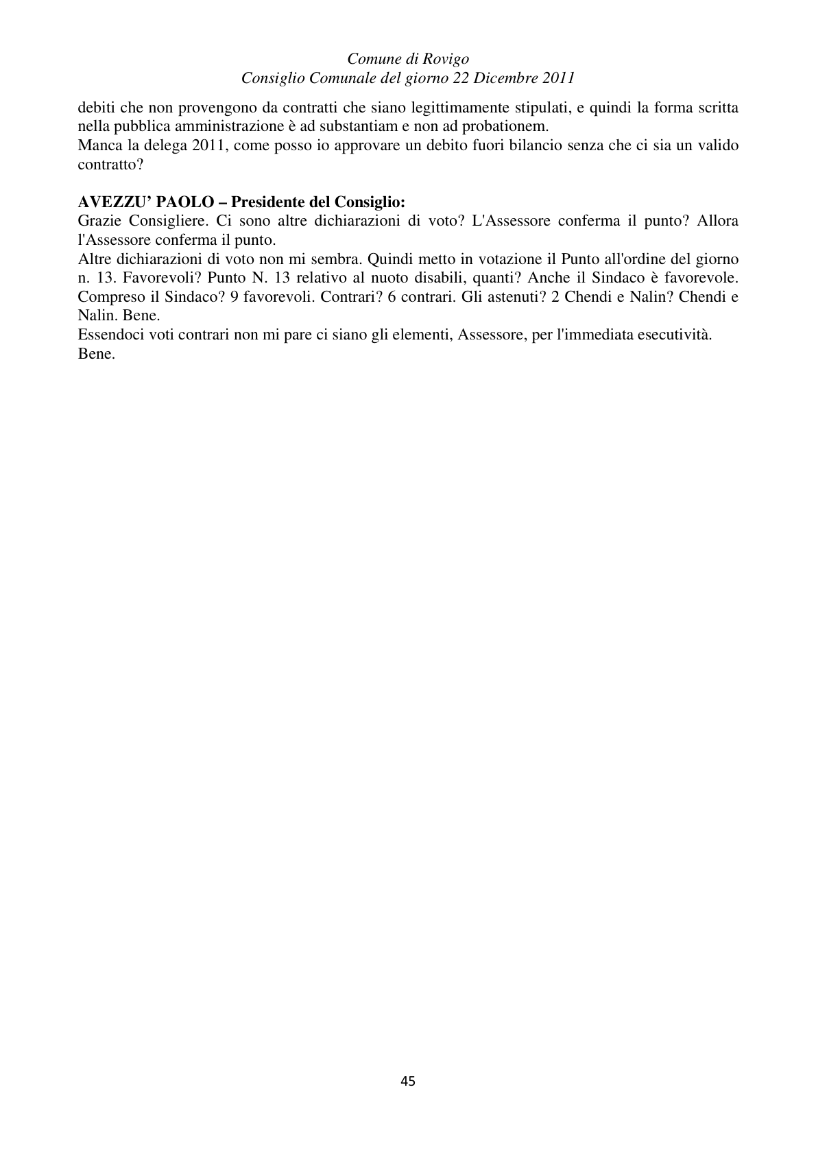Pagina 45 del verbale