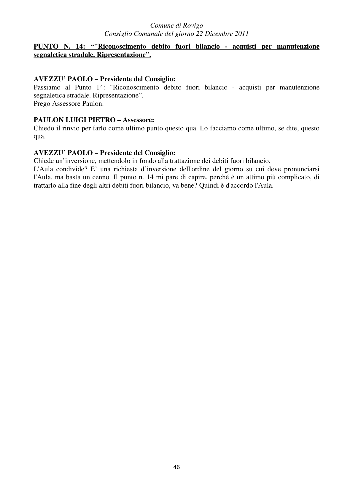 Pagina 46 del verbale