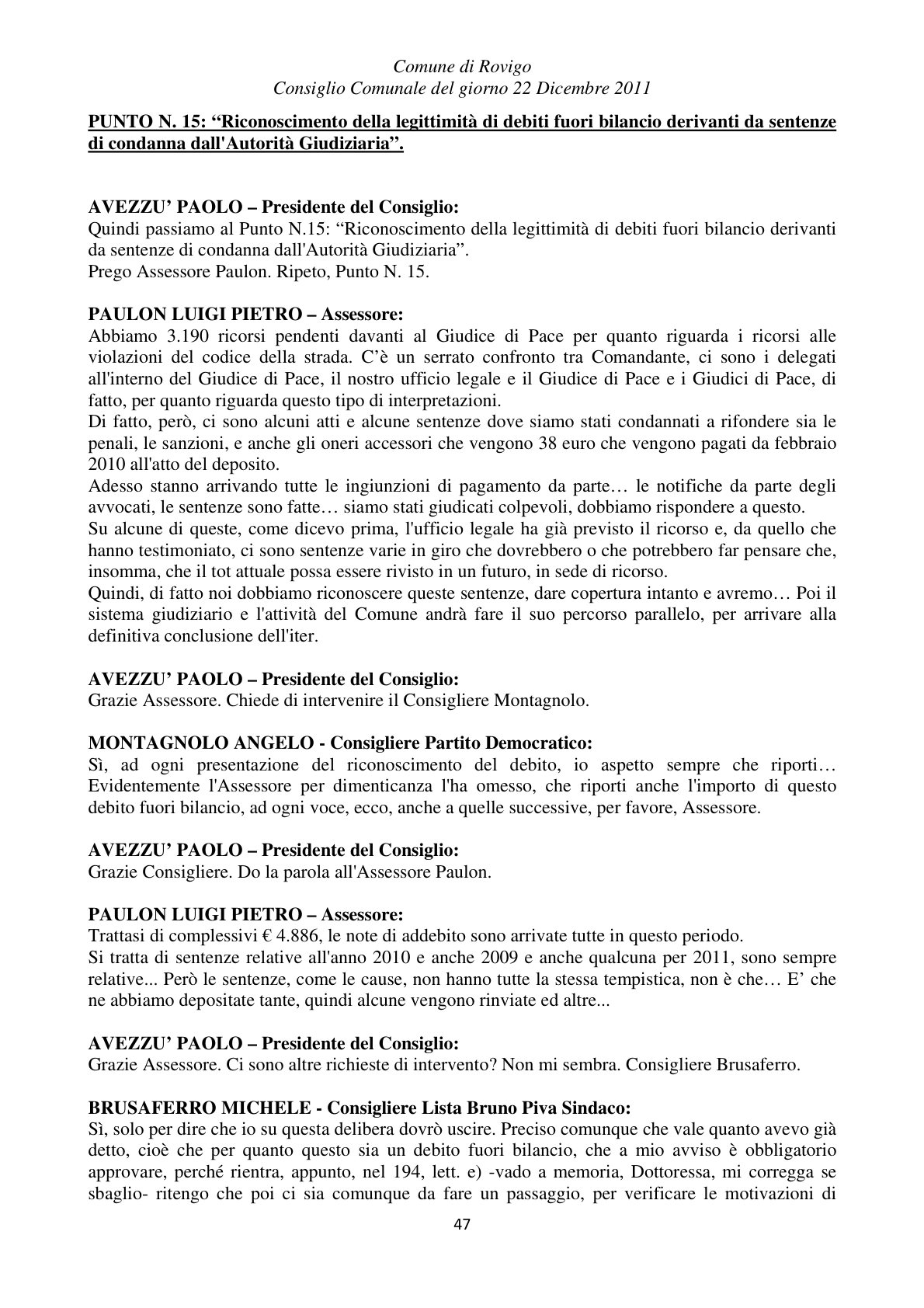 Pagina 47 del verbale
