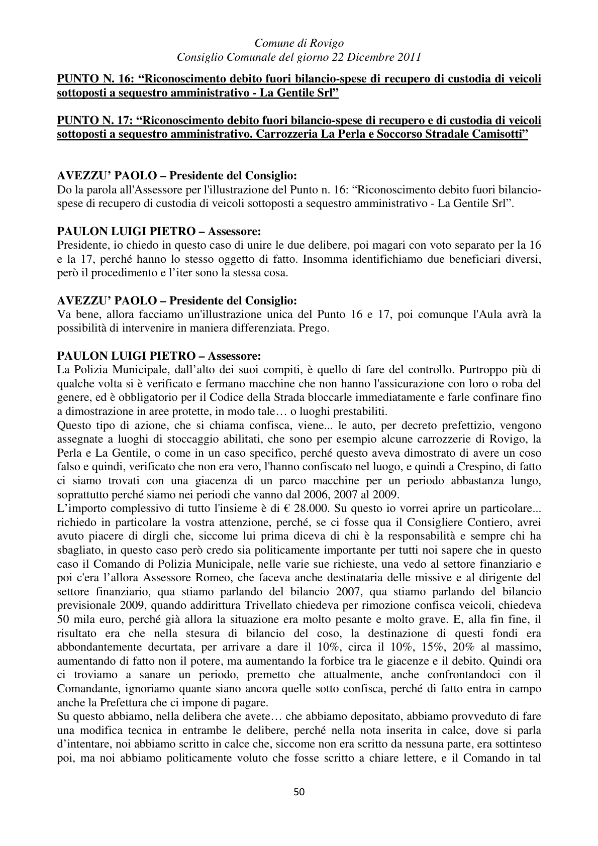 Pagina 50 del verbale
