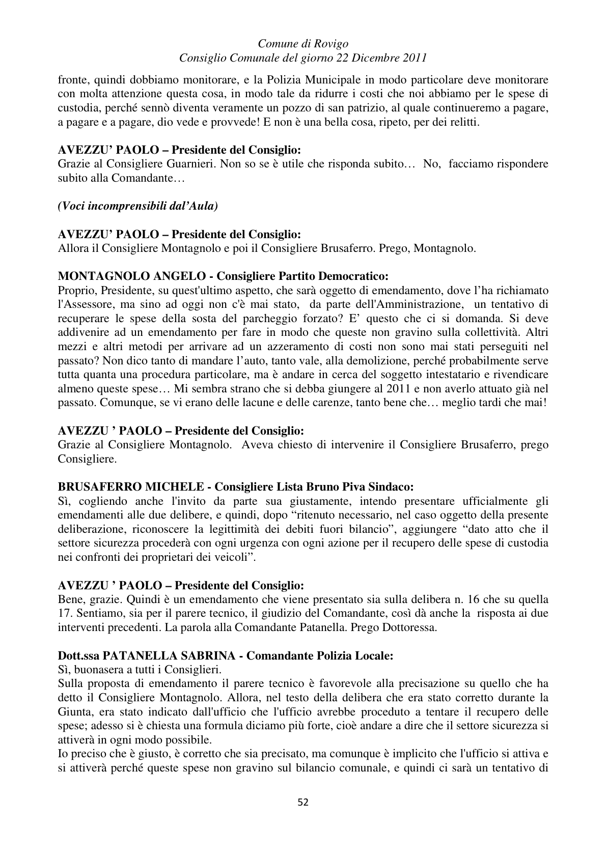 Pagina 52 del verbale