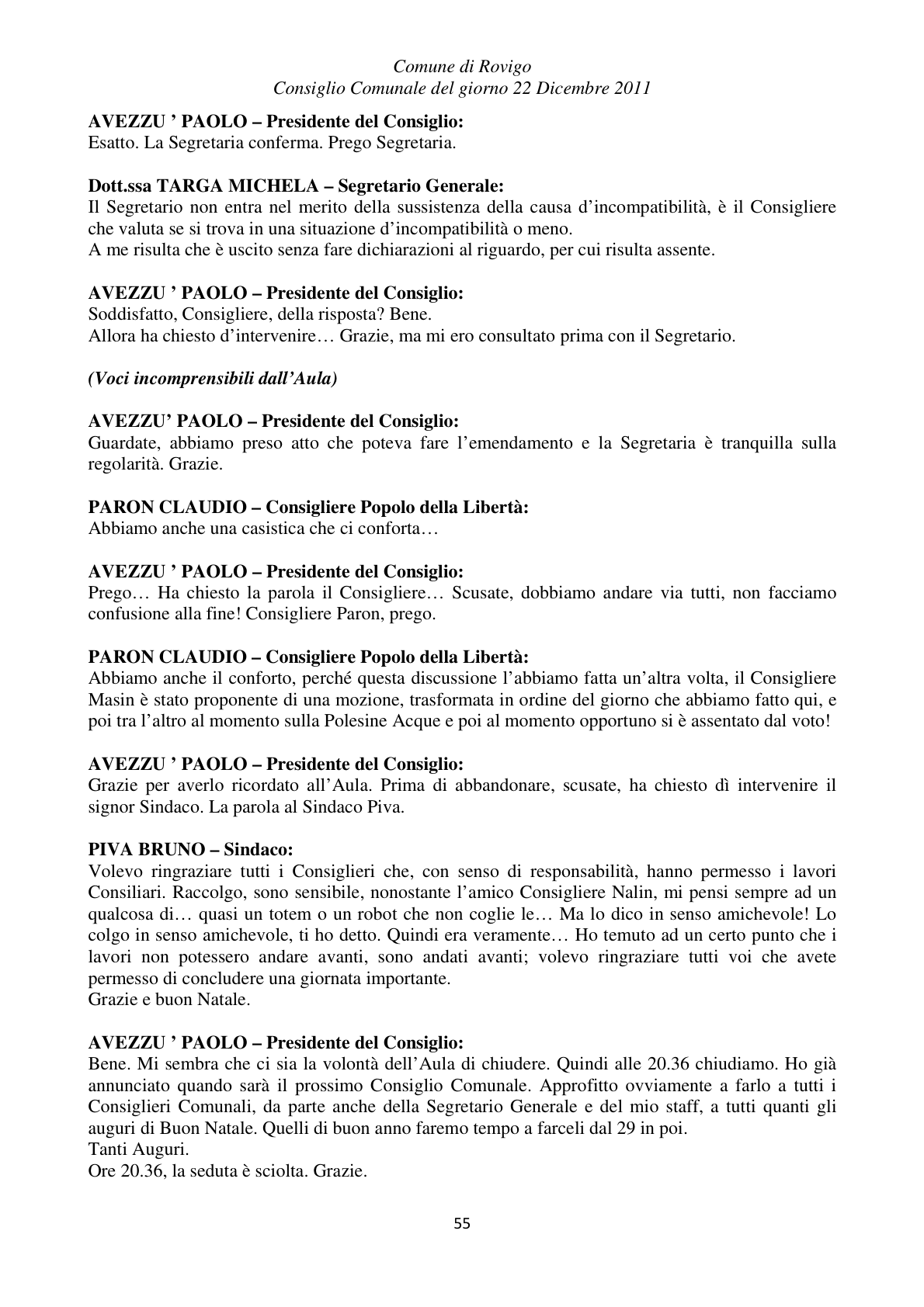 Pagina 55 del verbale