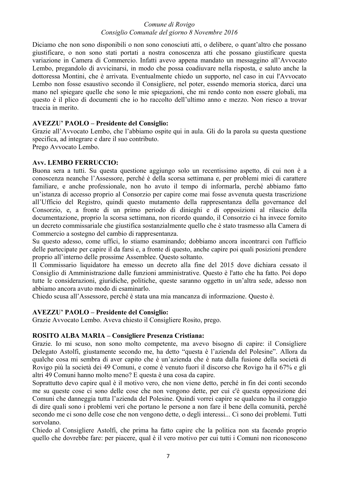 Pagina 70 del verbale