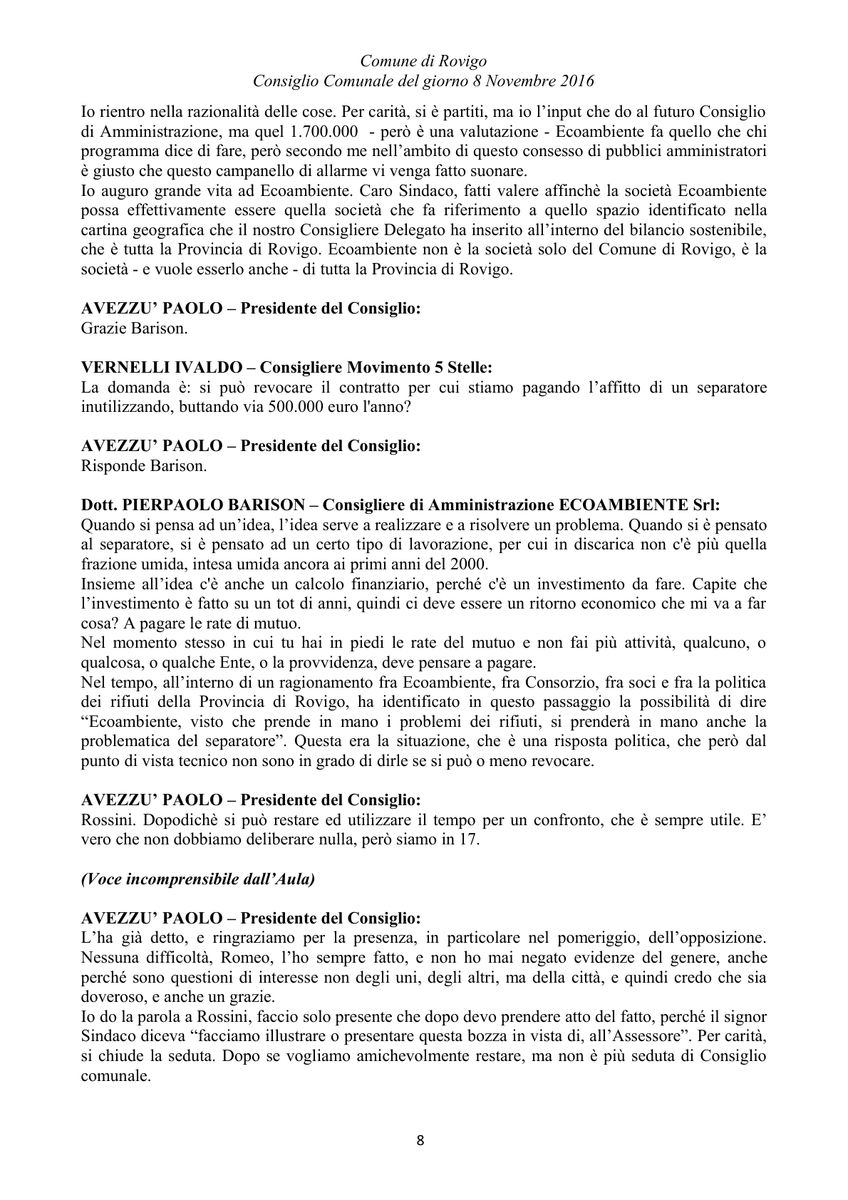 Pagina 88 del verbale