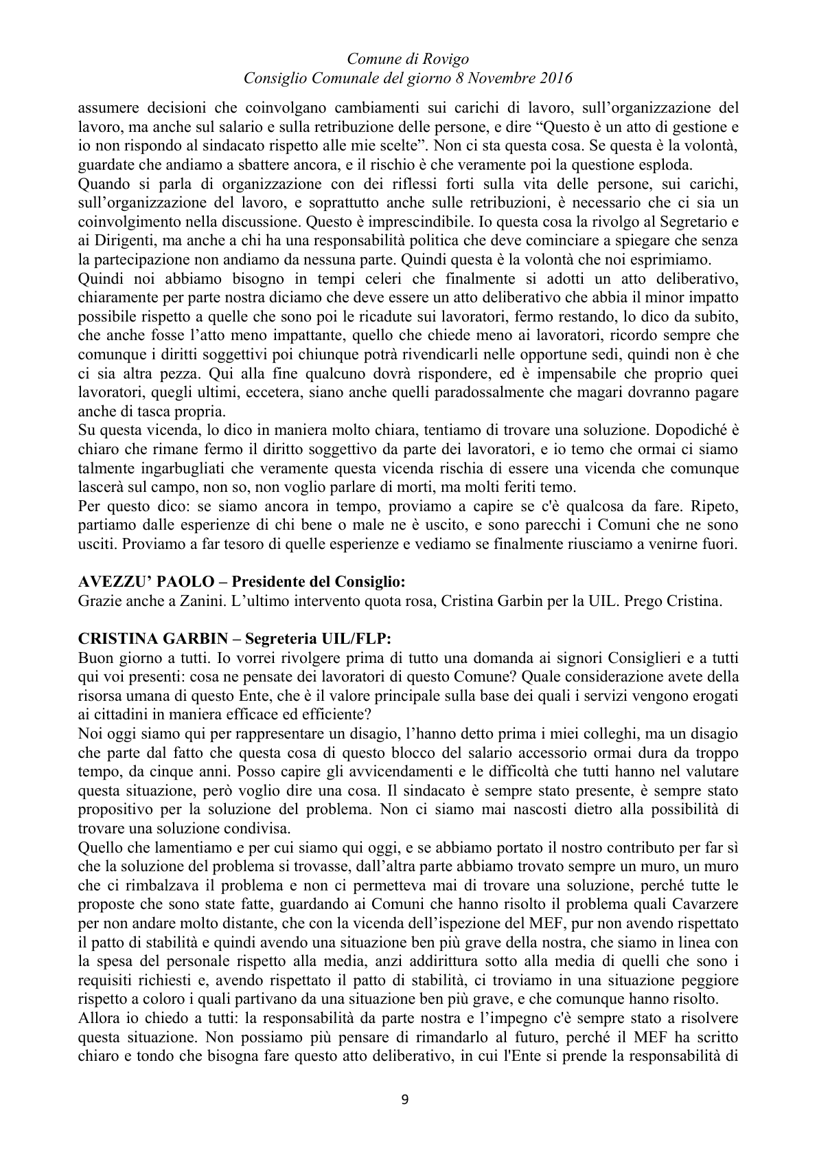 Pagina 9 del verbale