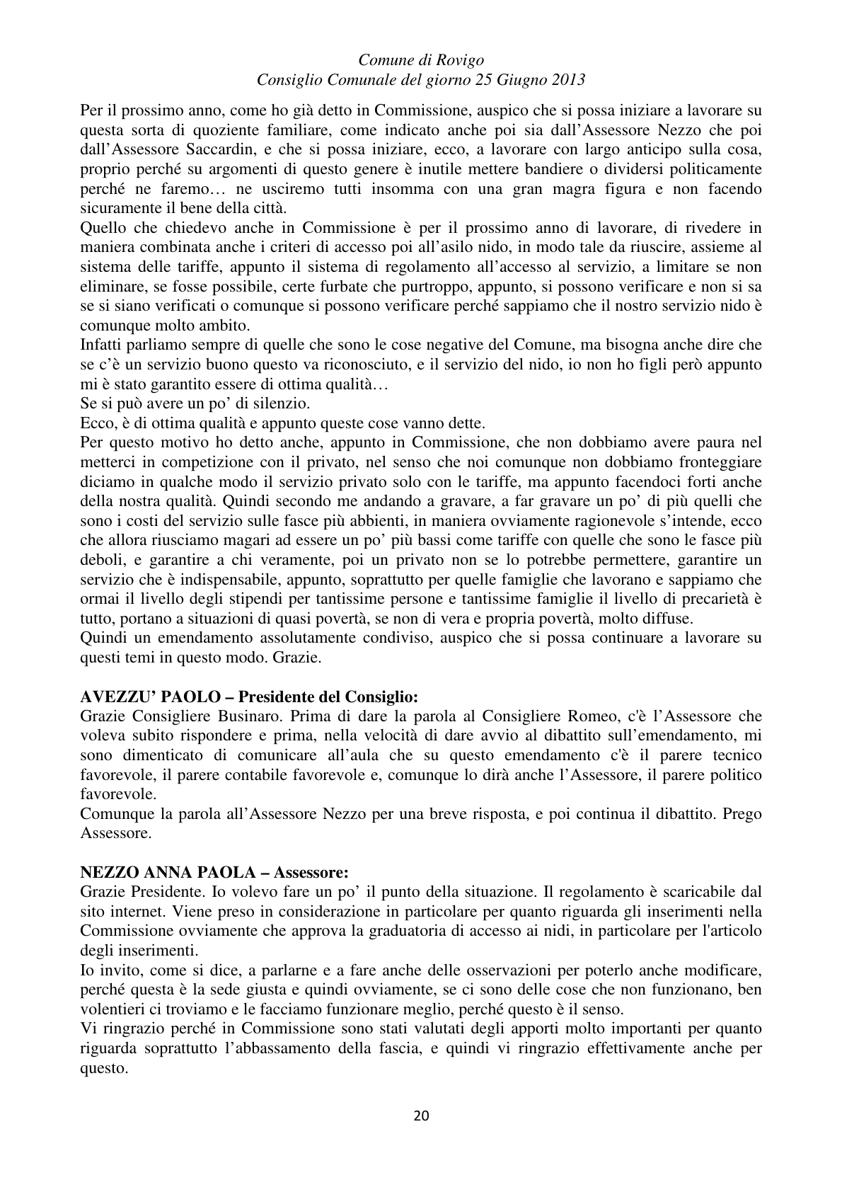 Pagina 20 del verbale