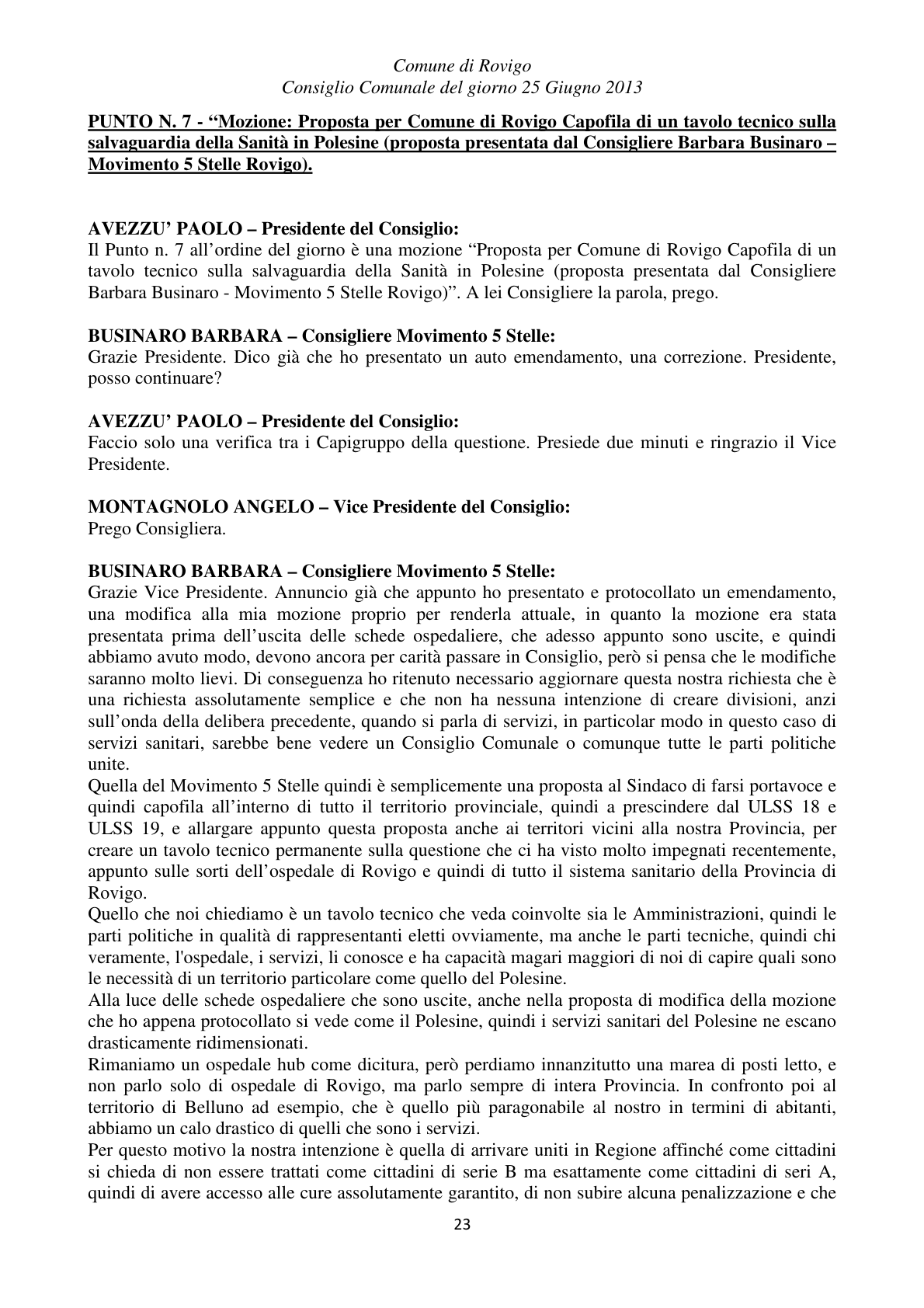 Pagina 23 del verbale