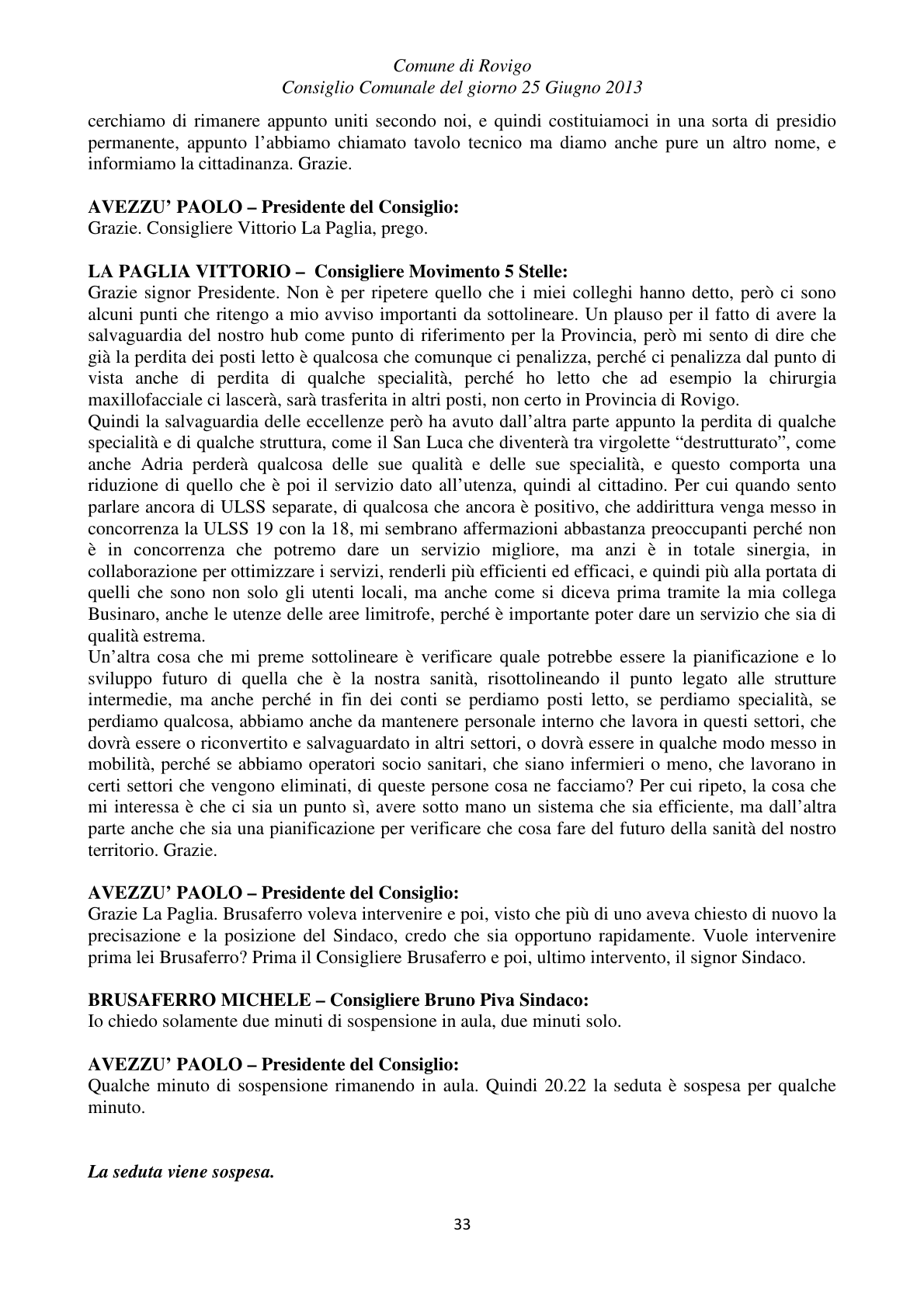 Pagina 33 del verbale
