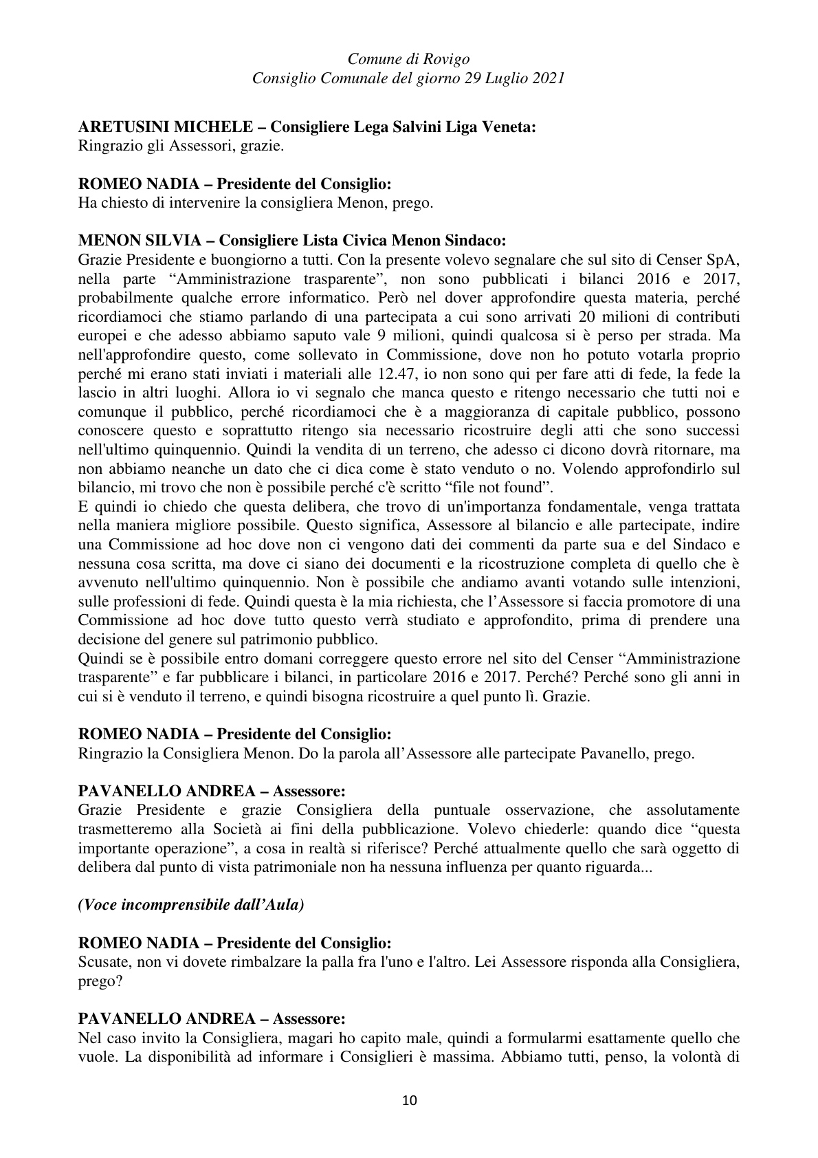 Pagina 10 del verbale