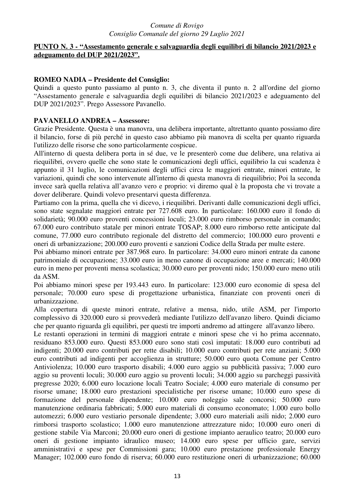Pagina 13 del verbale