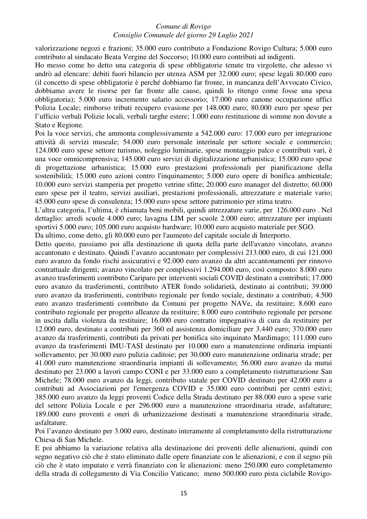 Pagina 15 del verbale