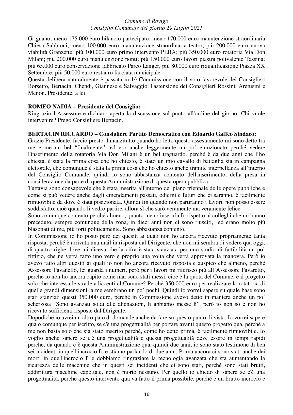 Pagina 16 del verbale