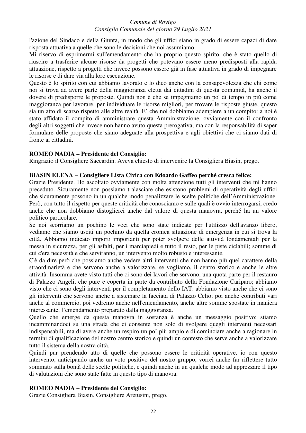Pagina 22 del verbale