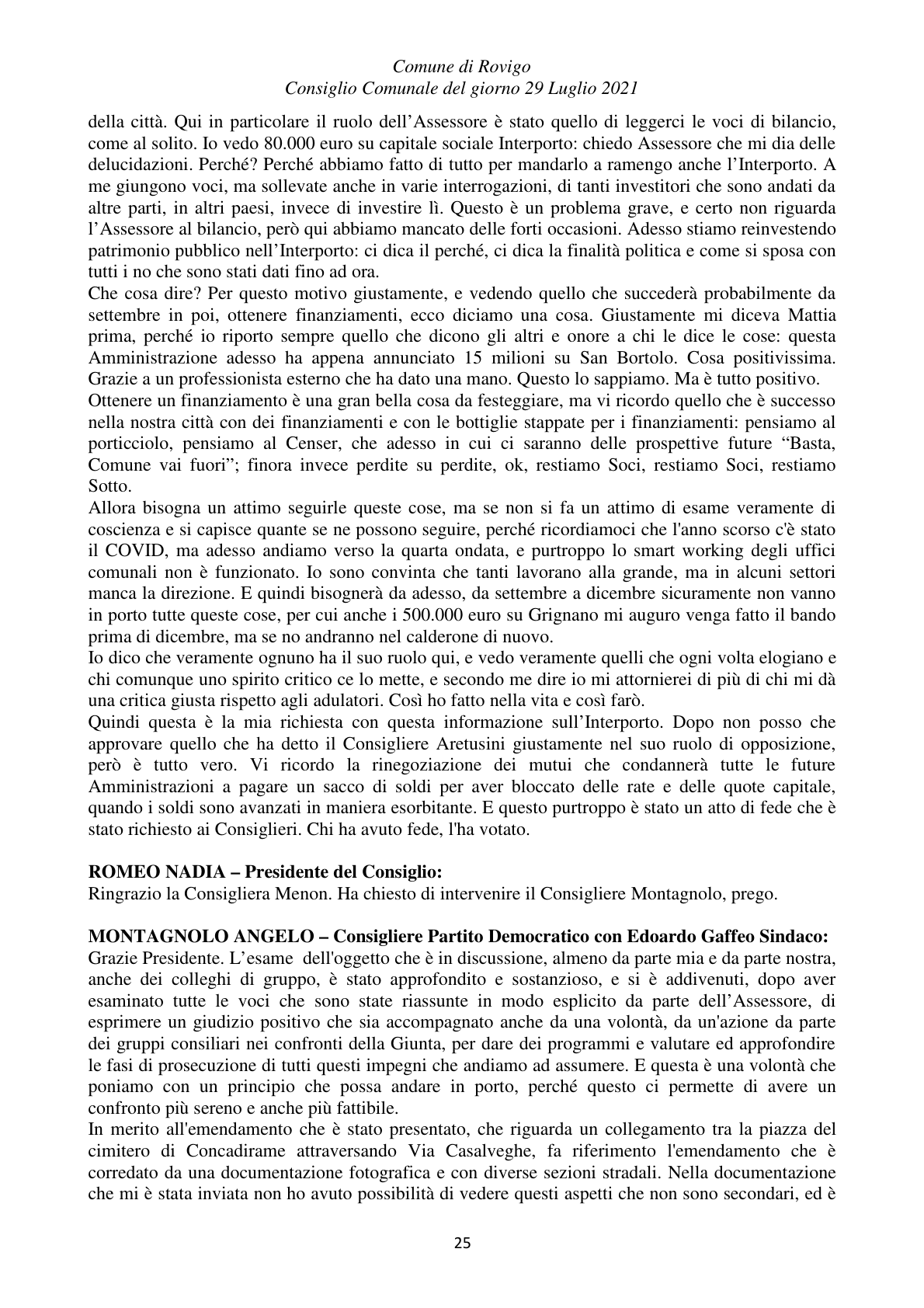 Pagina 25 del verbale