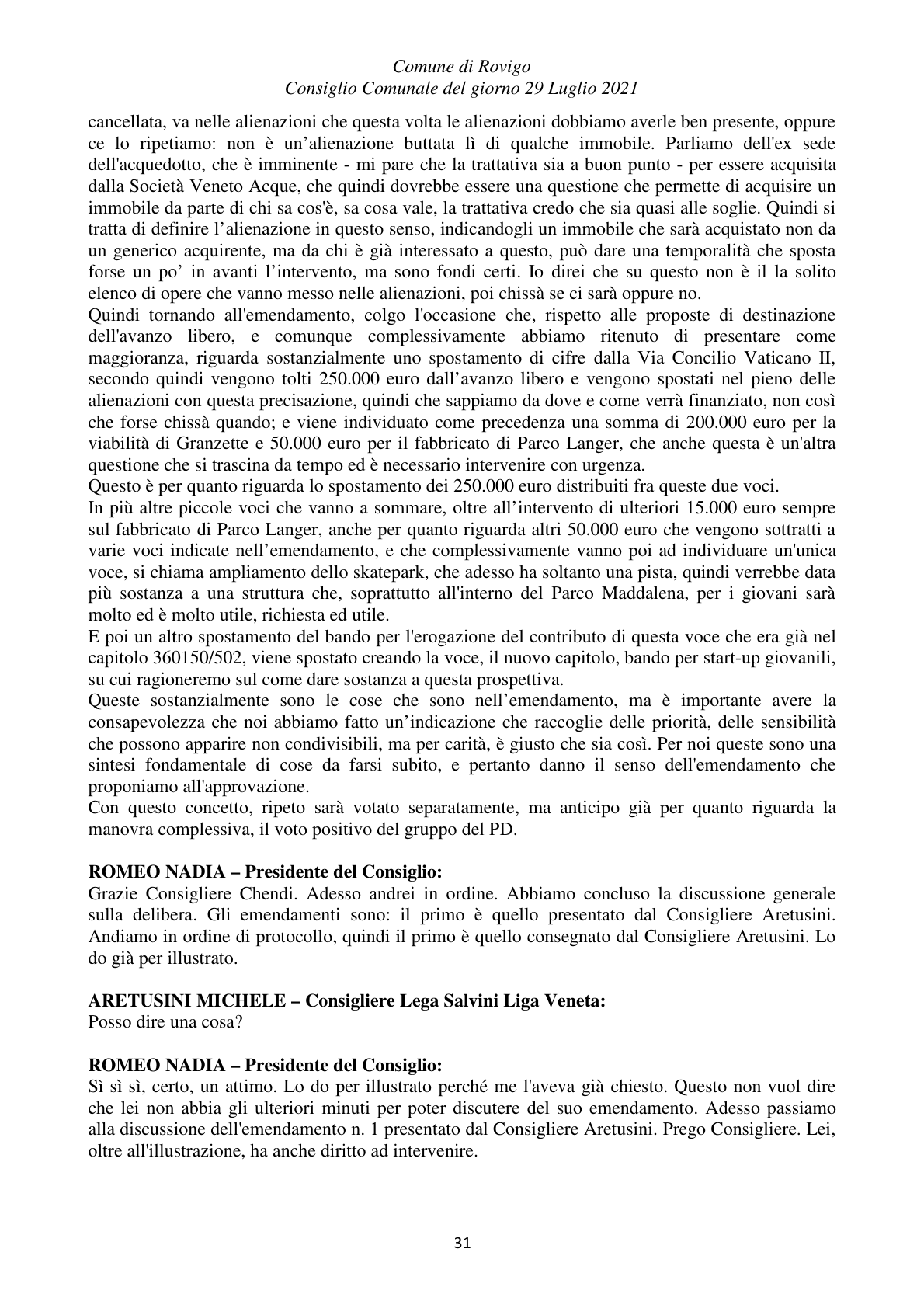 Pagina 31 del verbale