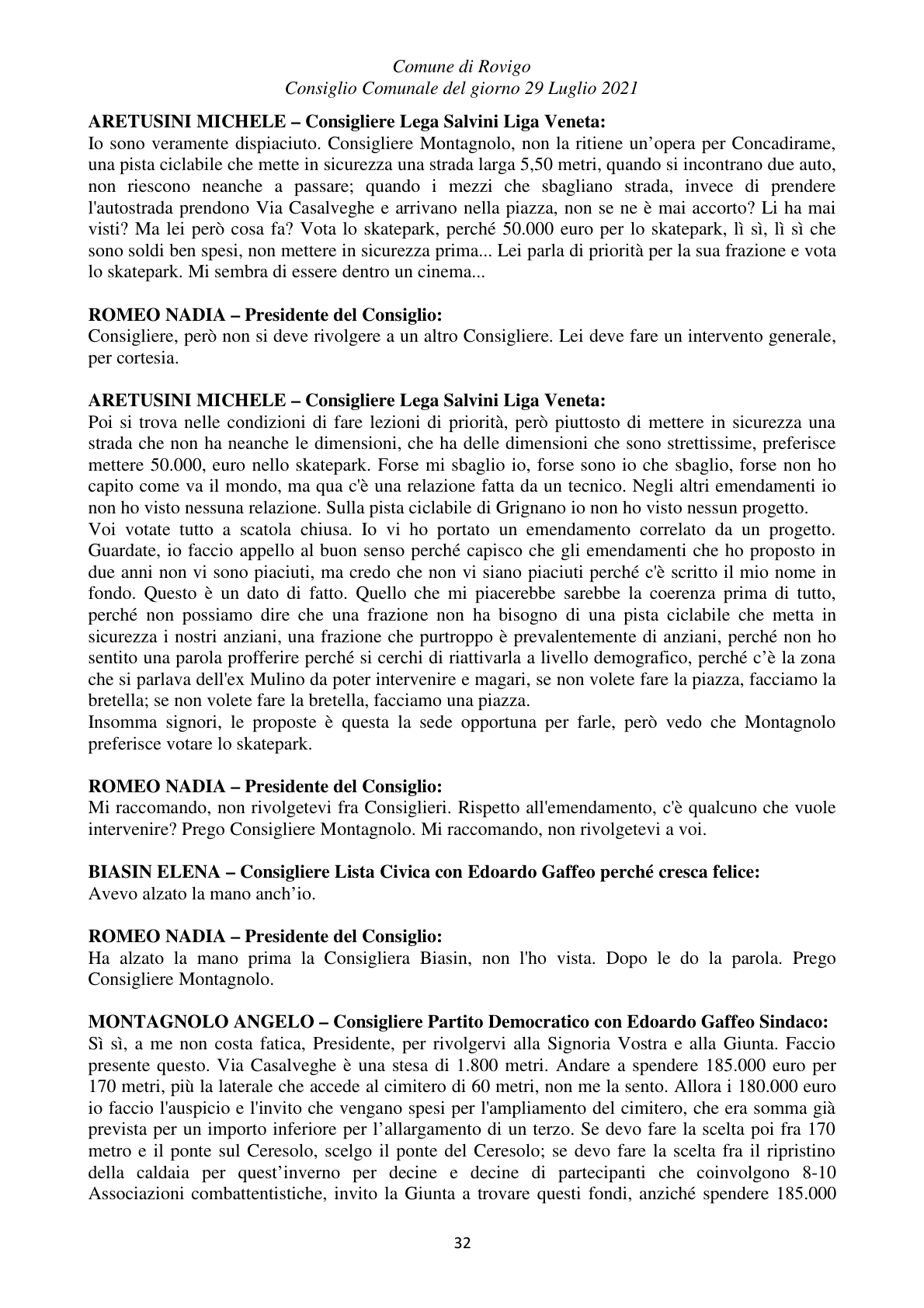Pagina 32 del verbale