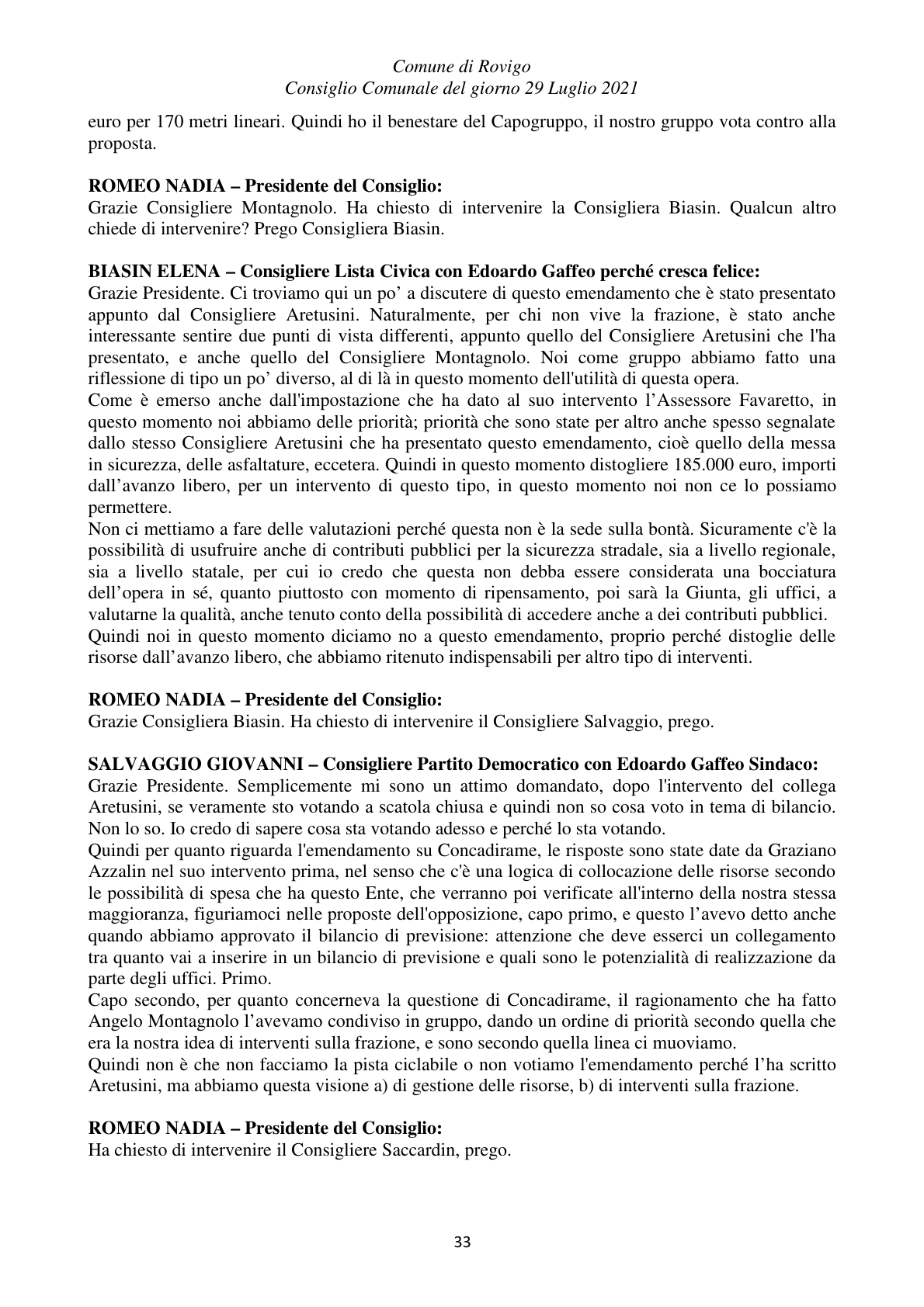 Pagina 33 del verbale