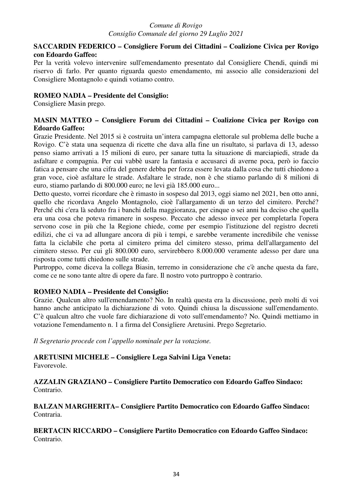 Pagina 34 del verbale
