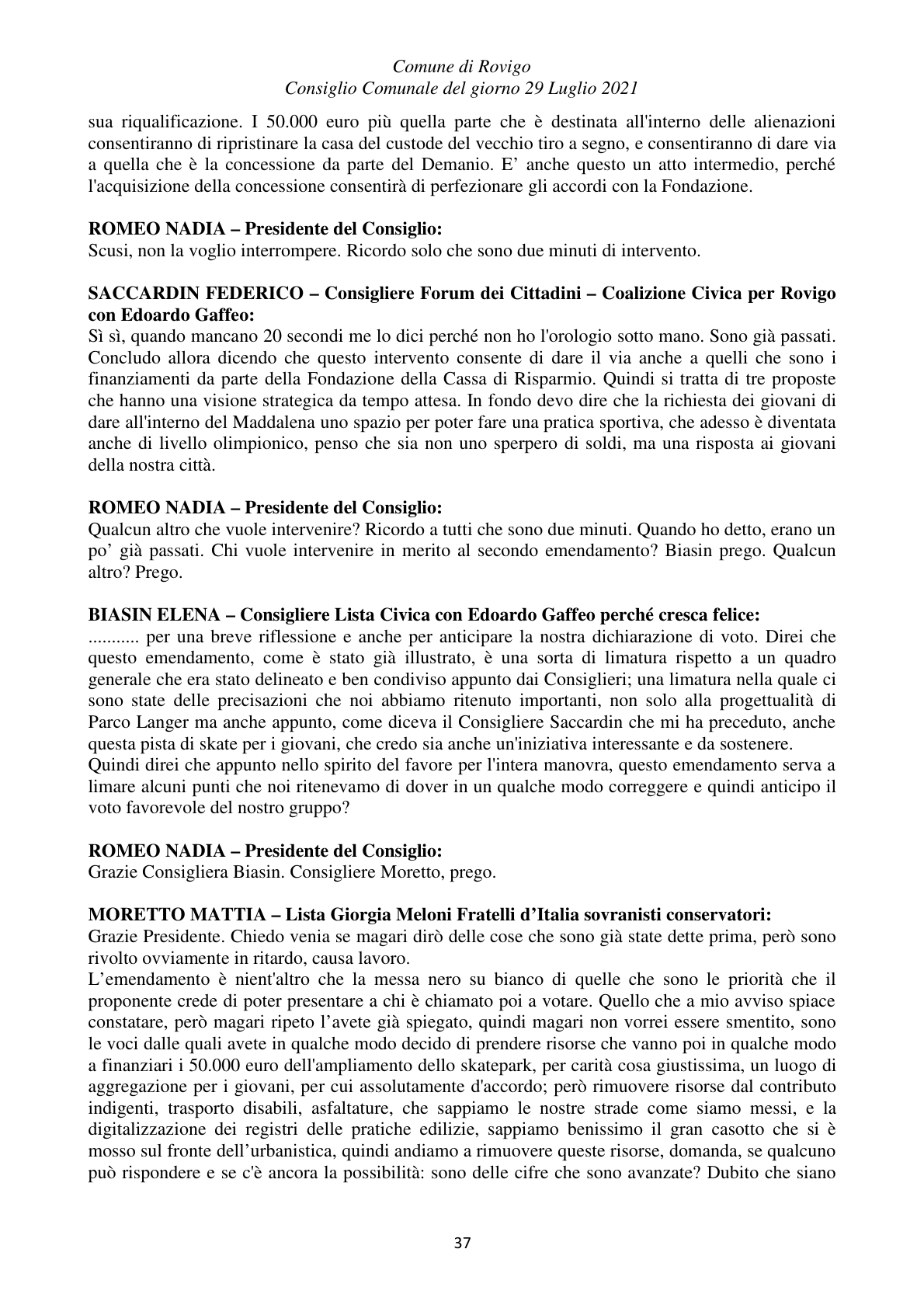 Pagina 37 del verbale