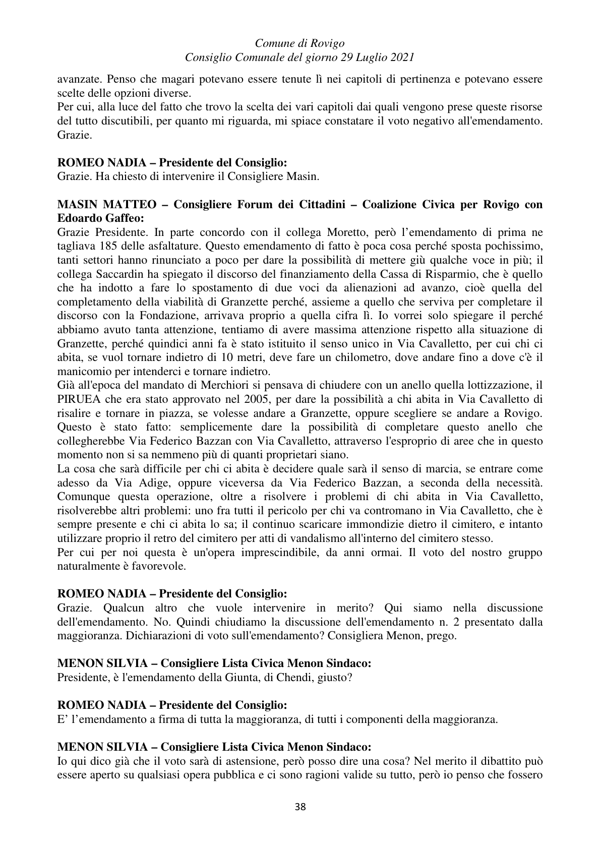 Pagina 38 del verbale
