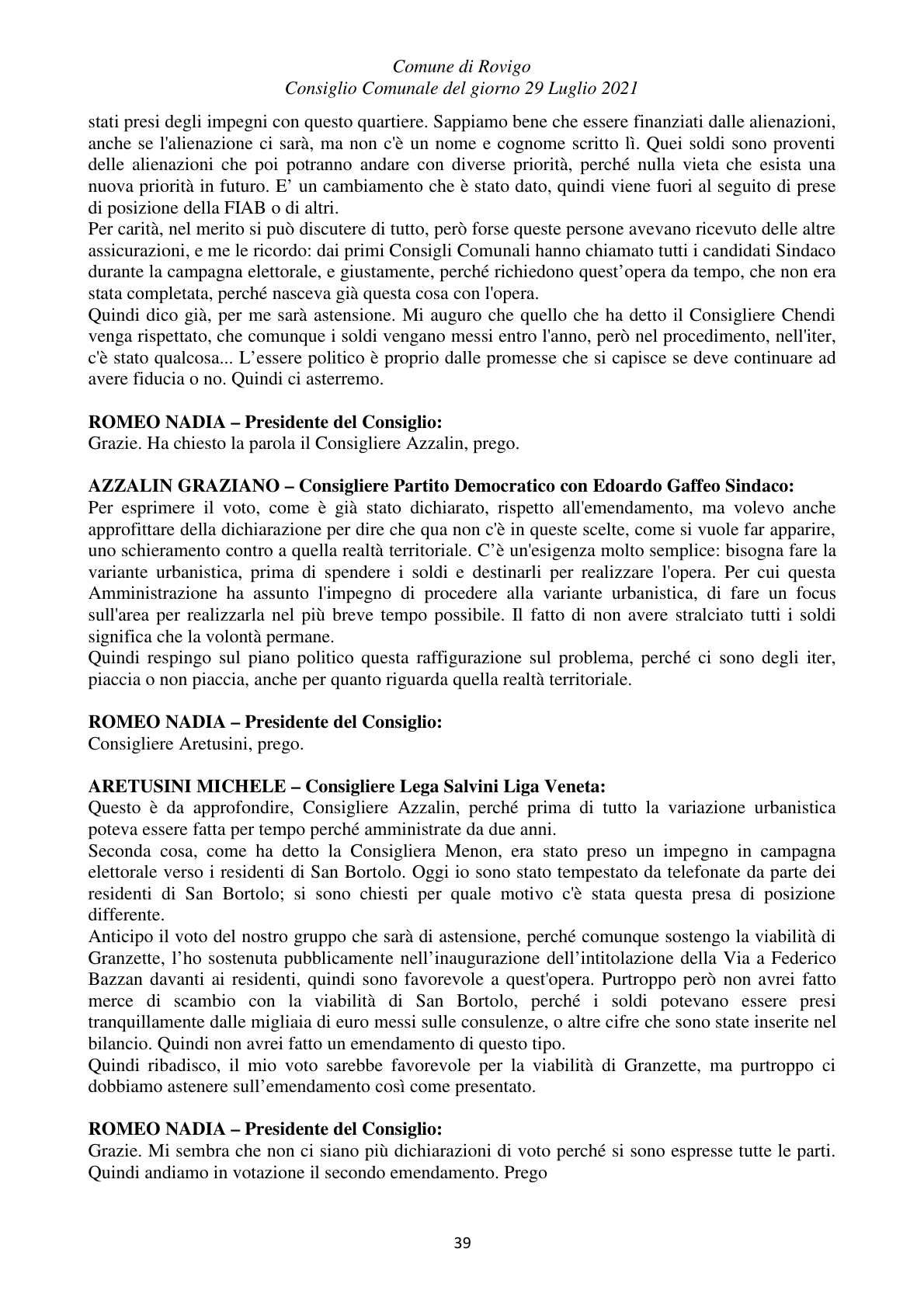 Pagina 39 del verbale