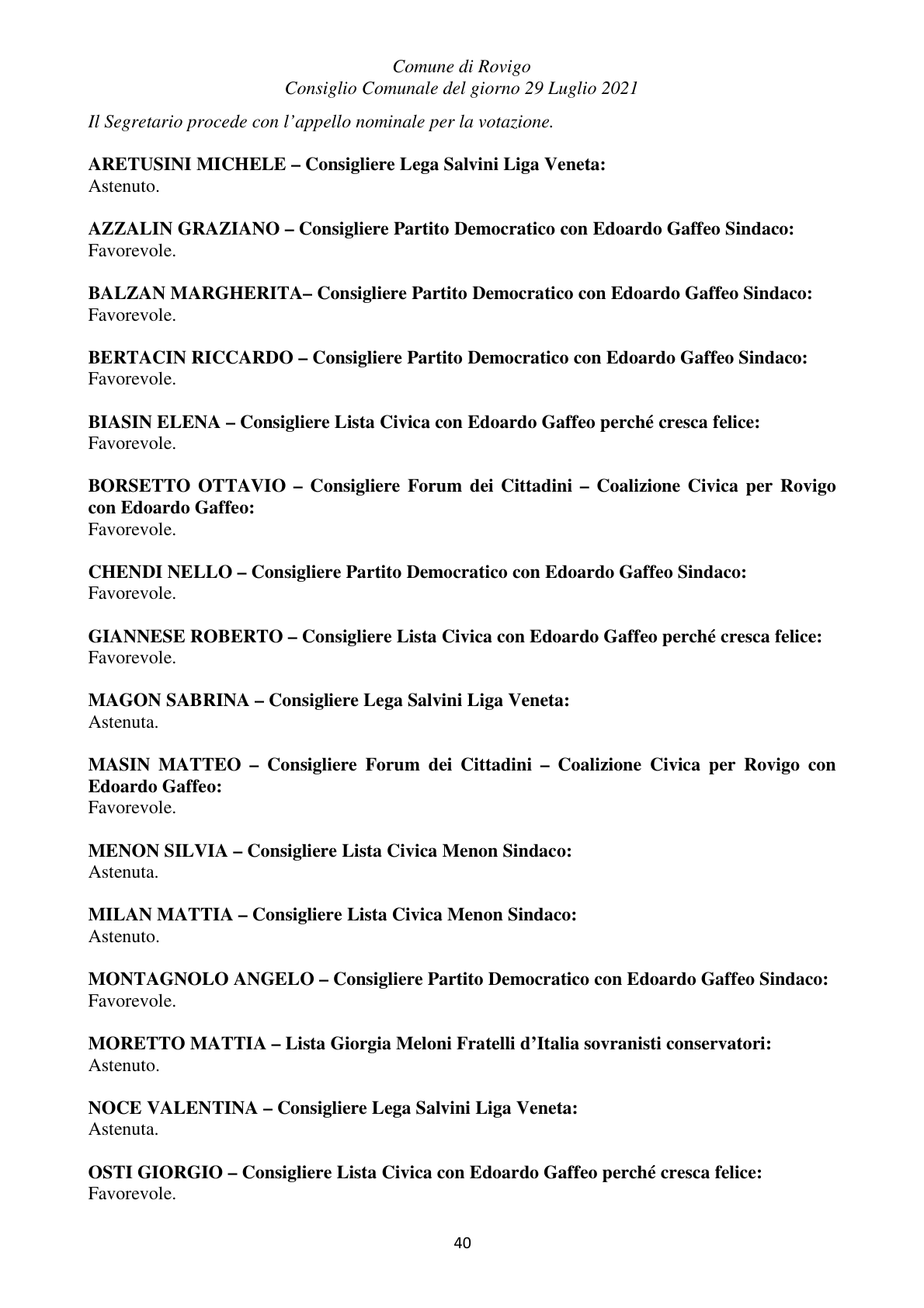 Pagina 40 del verbale