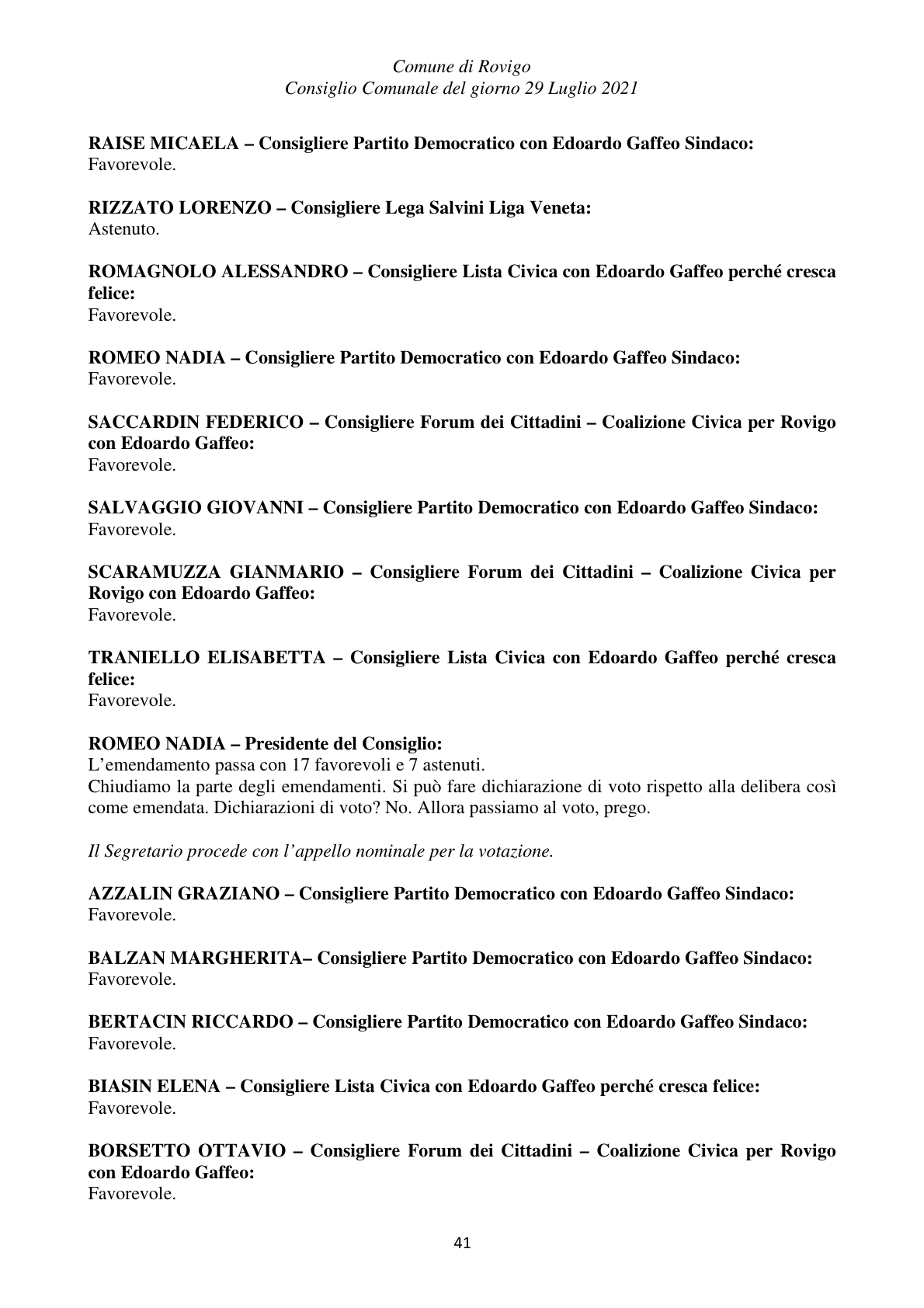 Pagina 41 del verbale