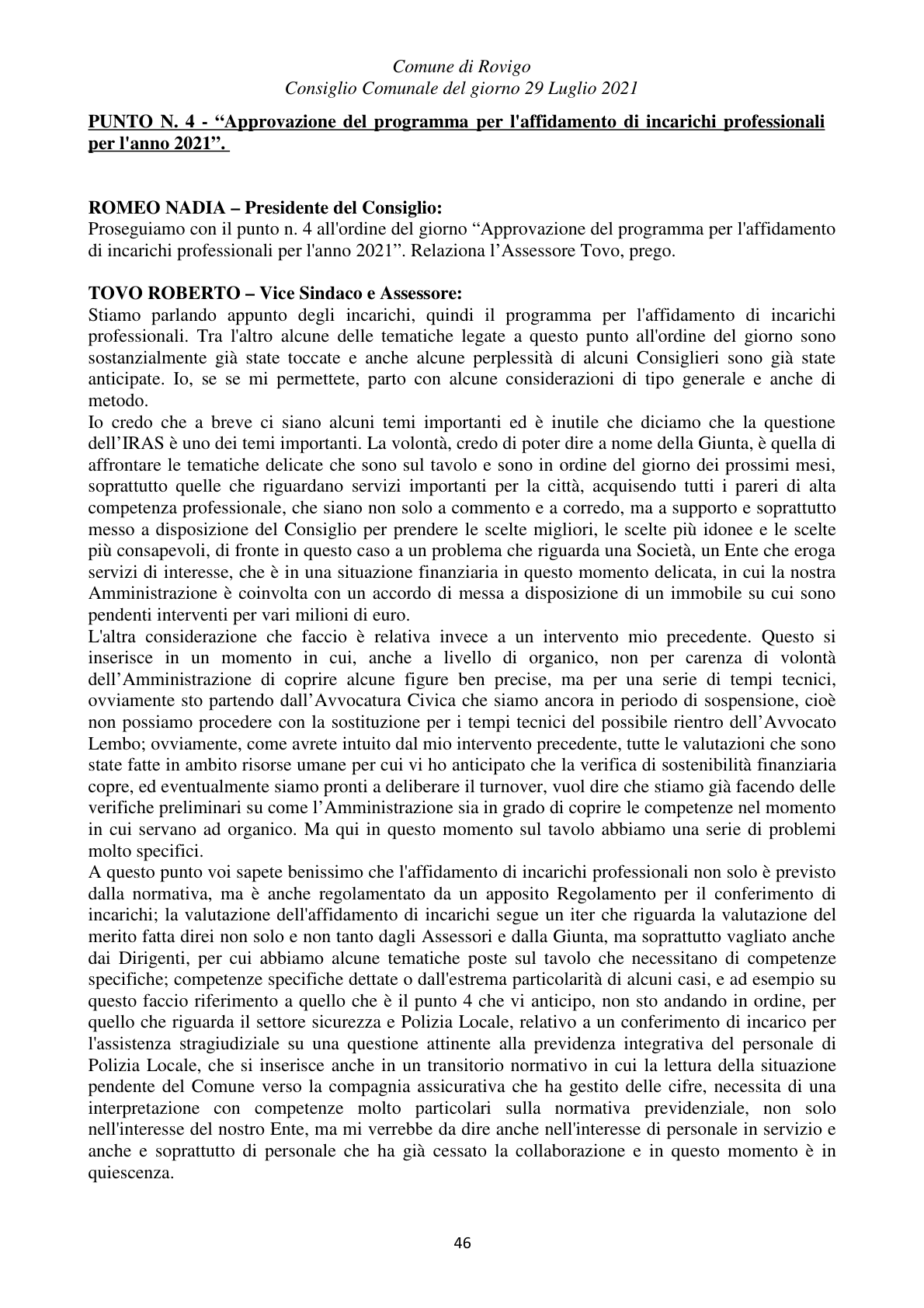 Pagina 46 del verbale