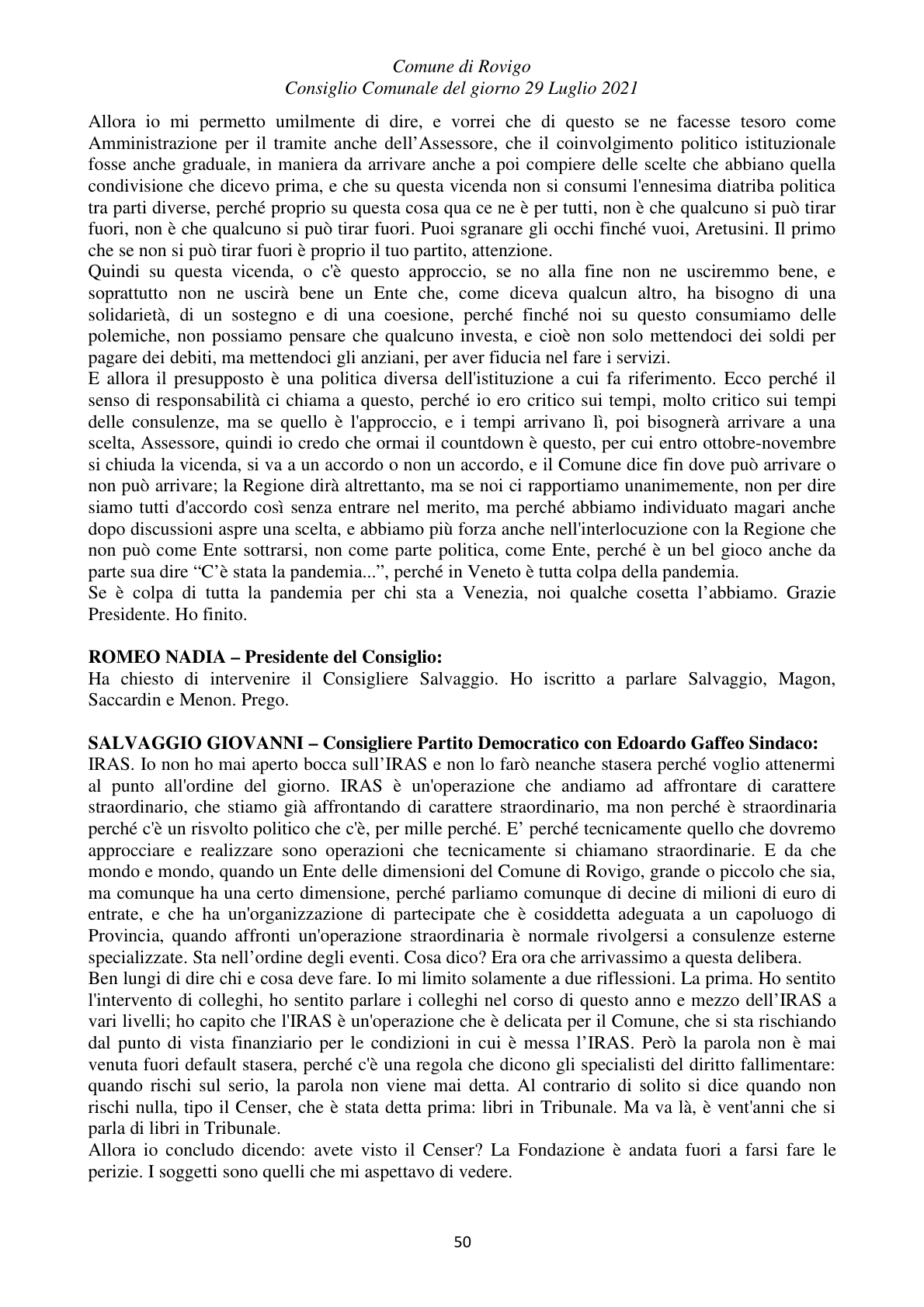 Pagina 50 del verbale
