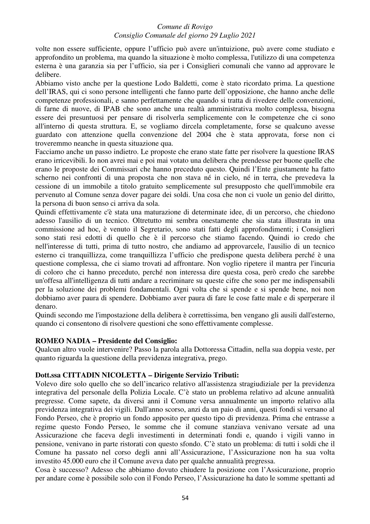 Pagina 54 del verbale