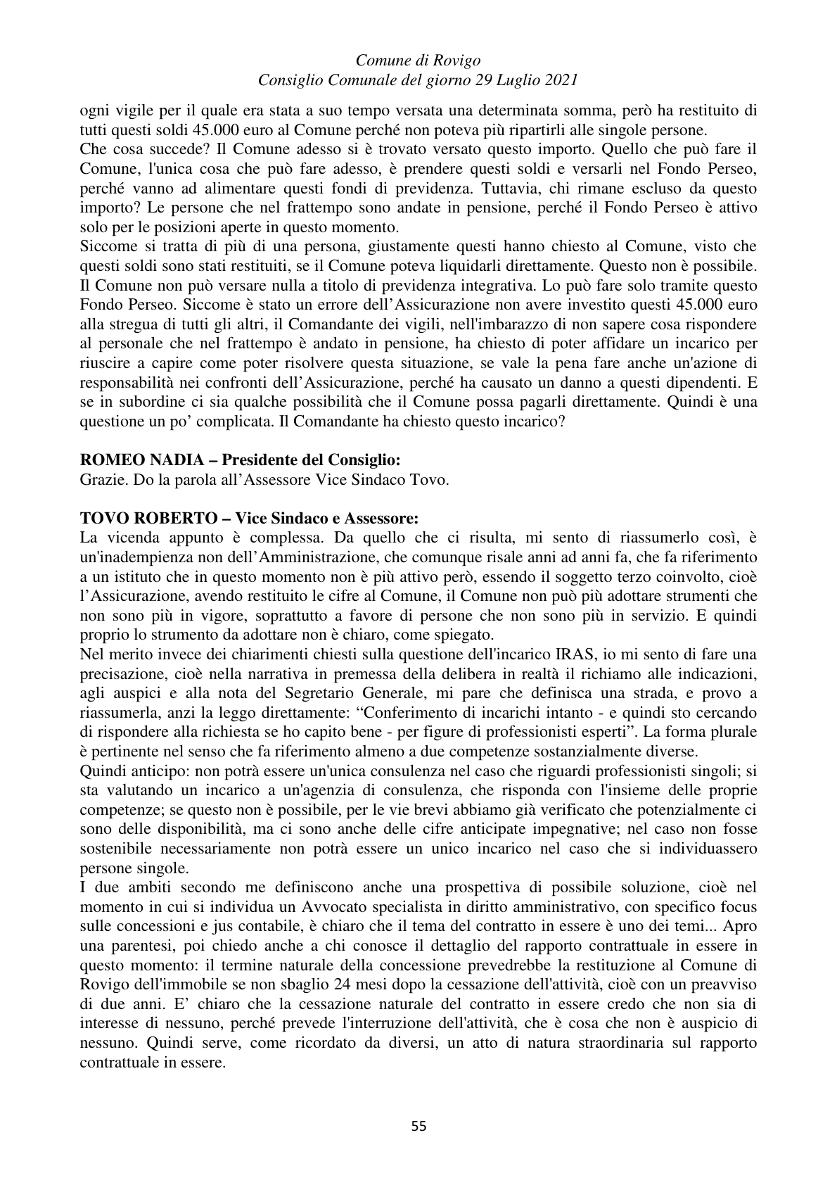 Pagina 55 del verbale