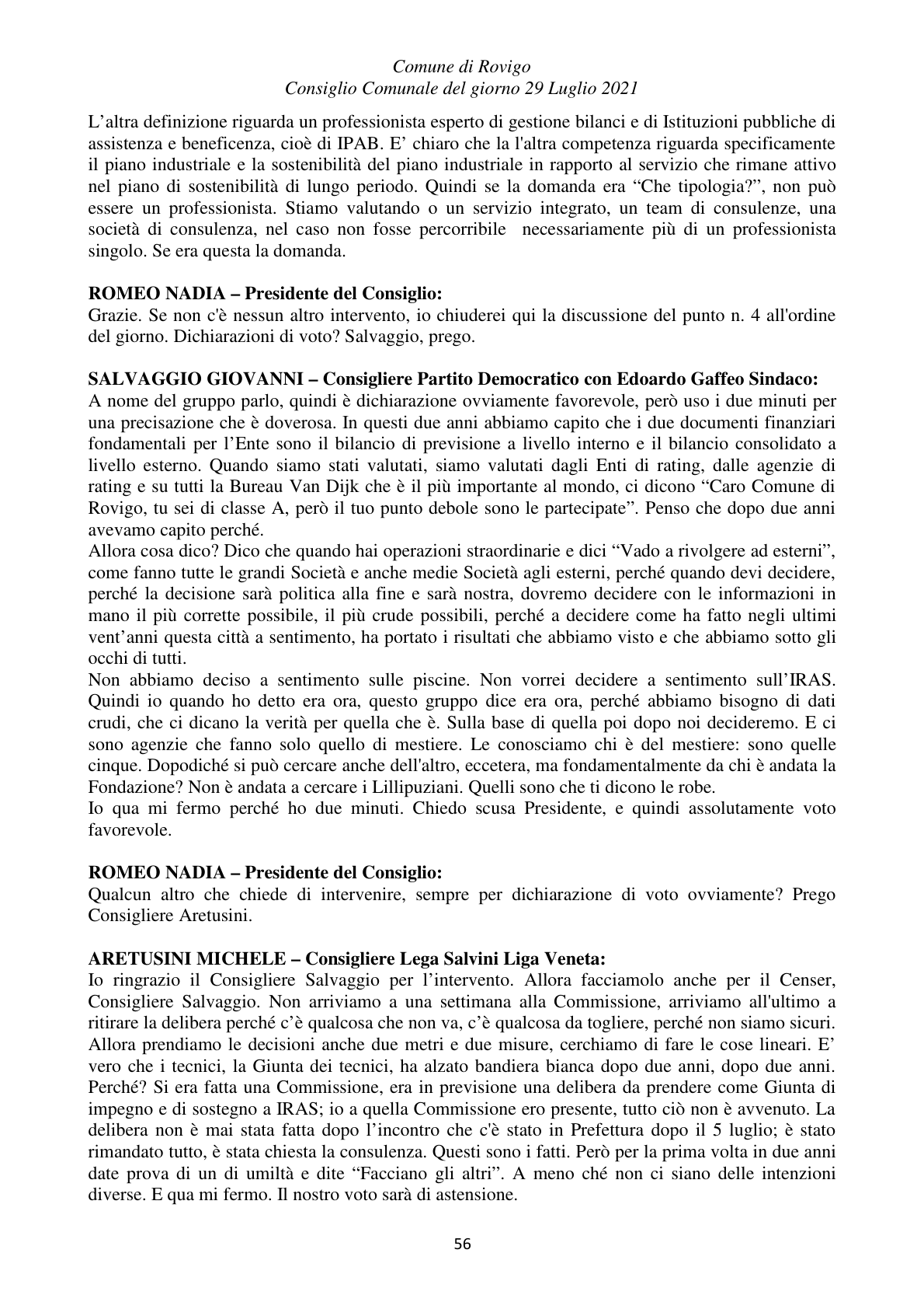 Pagina 56 del verbale