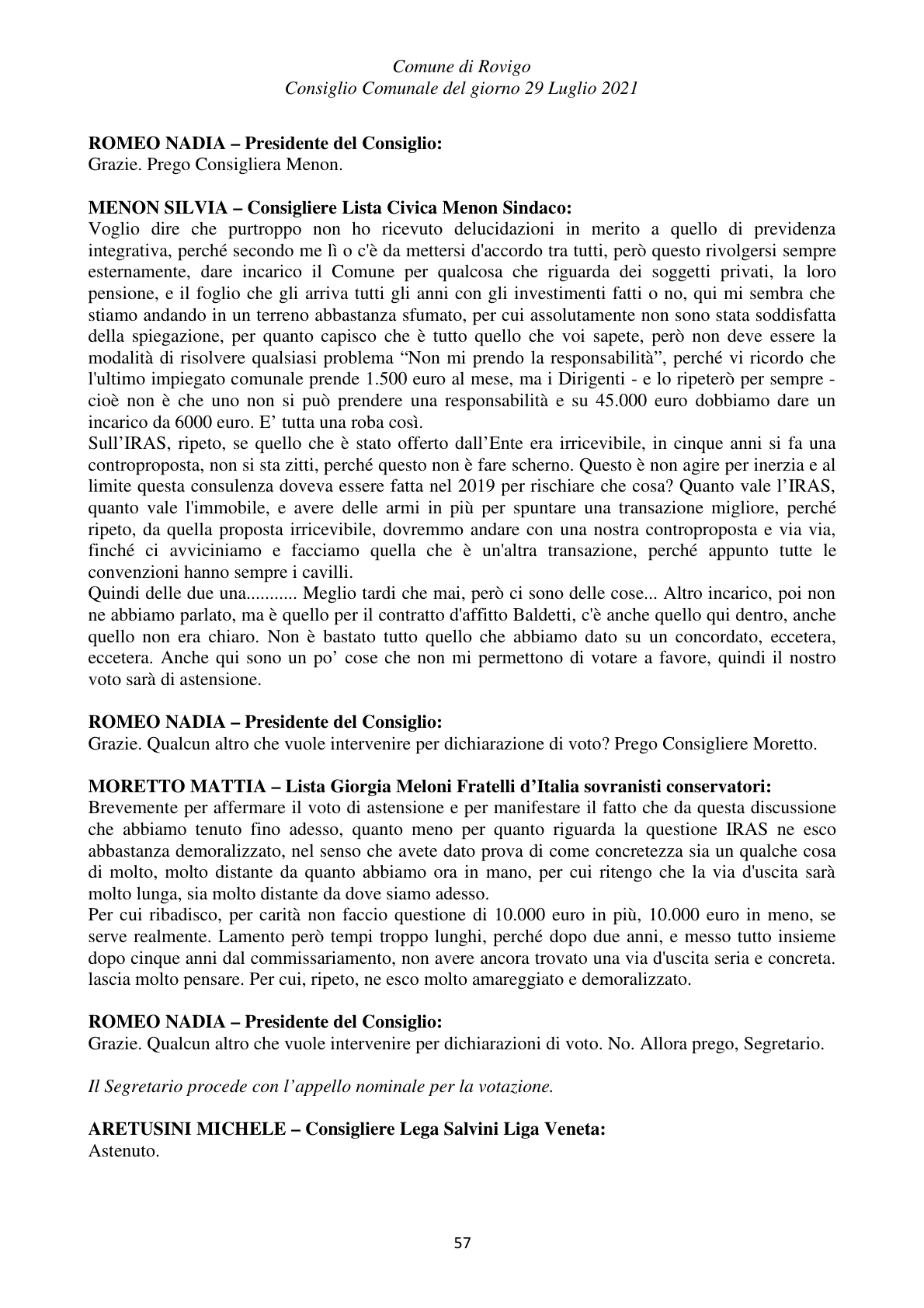 Pagina 57 del verbale