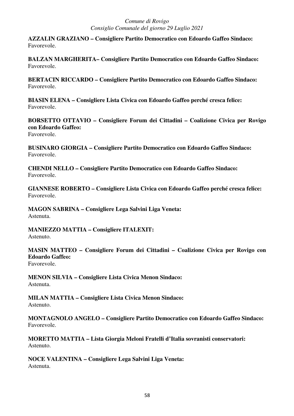 Pagina 58 del verbale