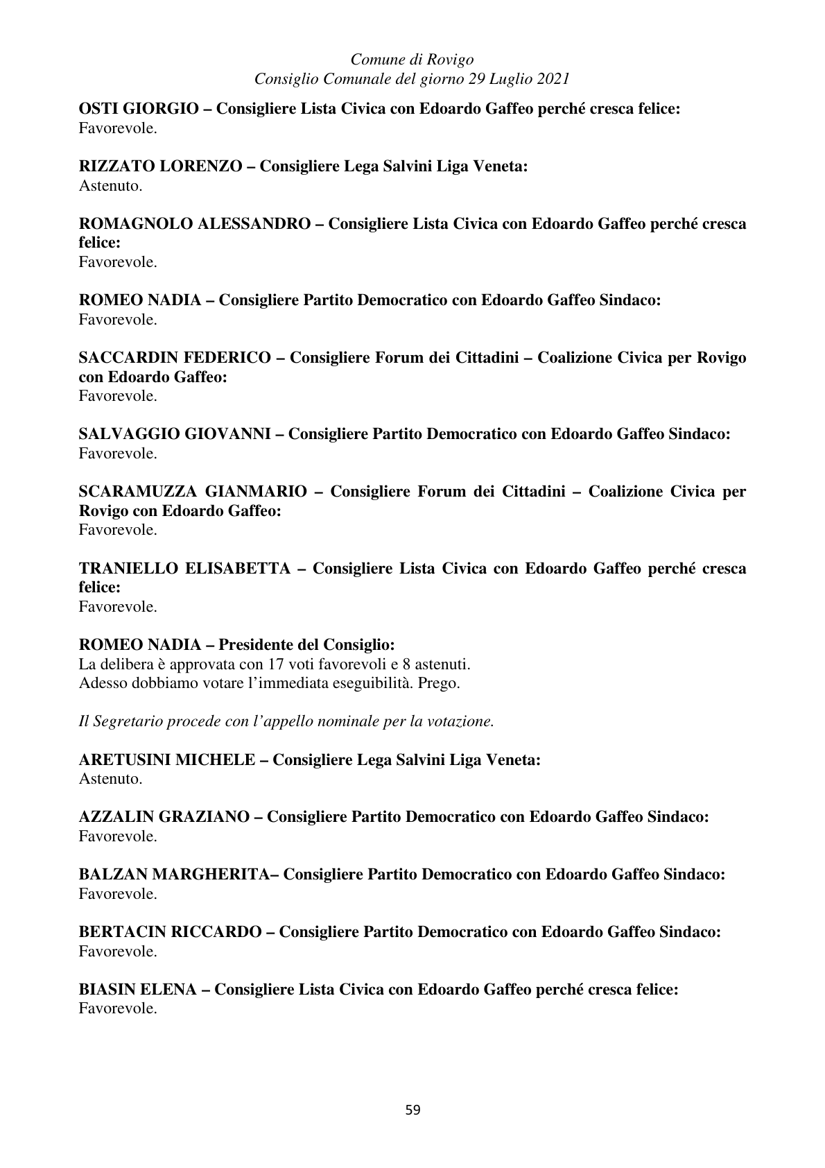 Pagina 59 del verbale