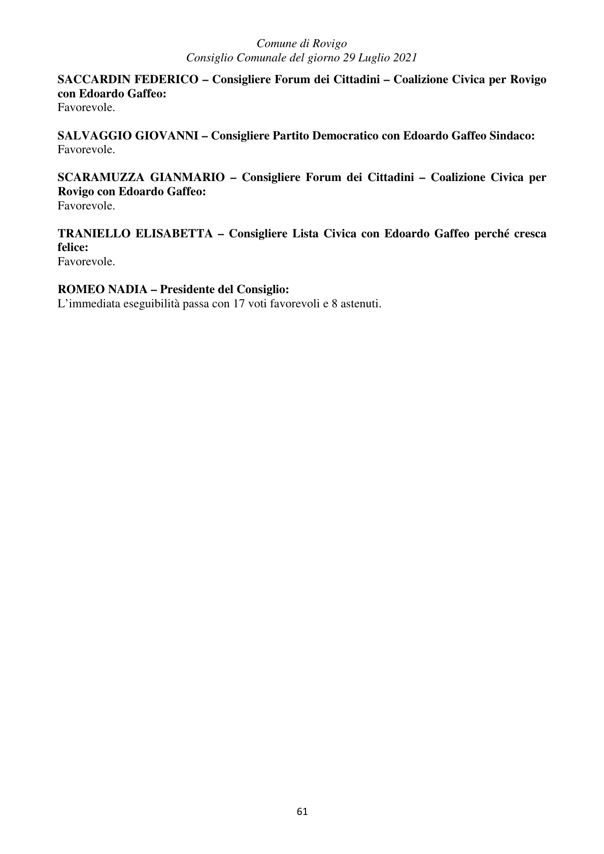 Pagina 61 del verbale