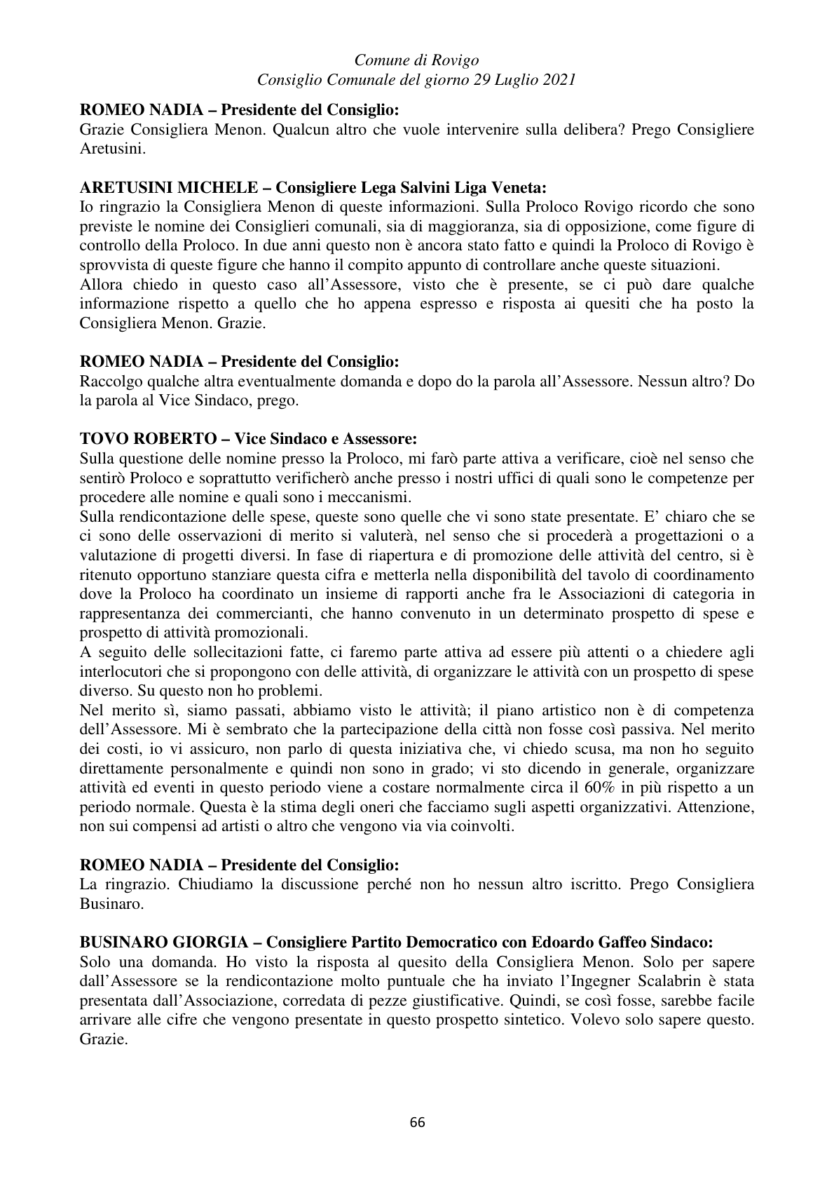 Pagina 66 del verbale