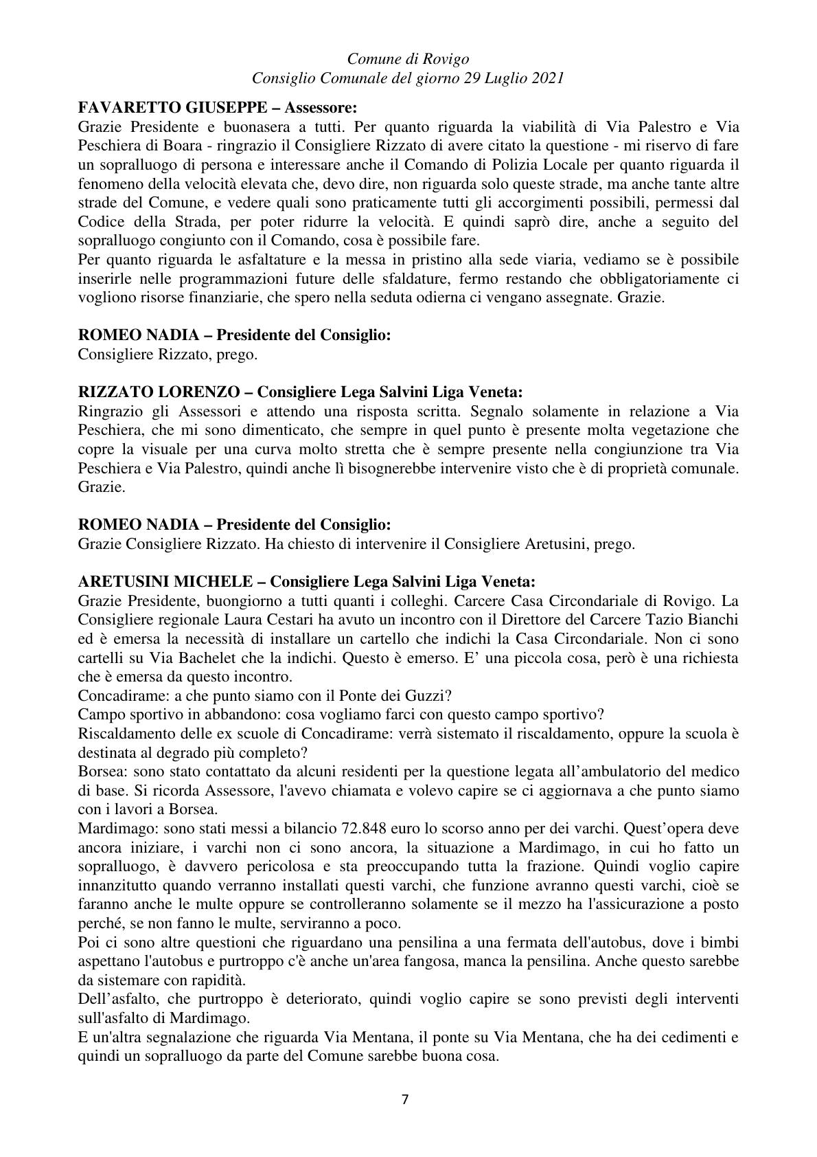 Pagina 7 del verbale