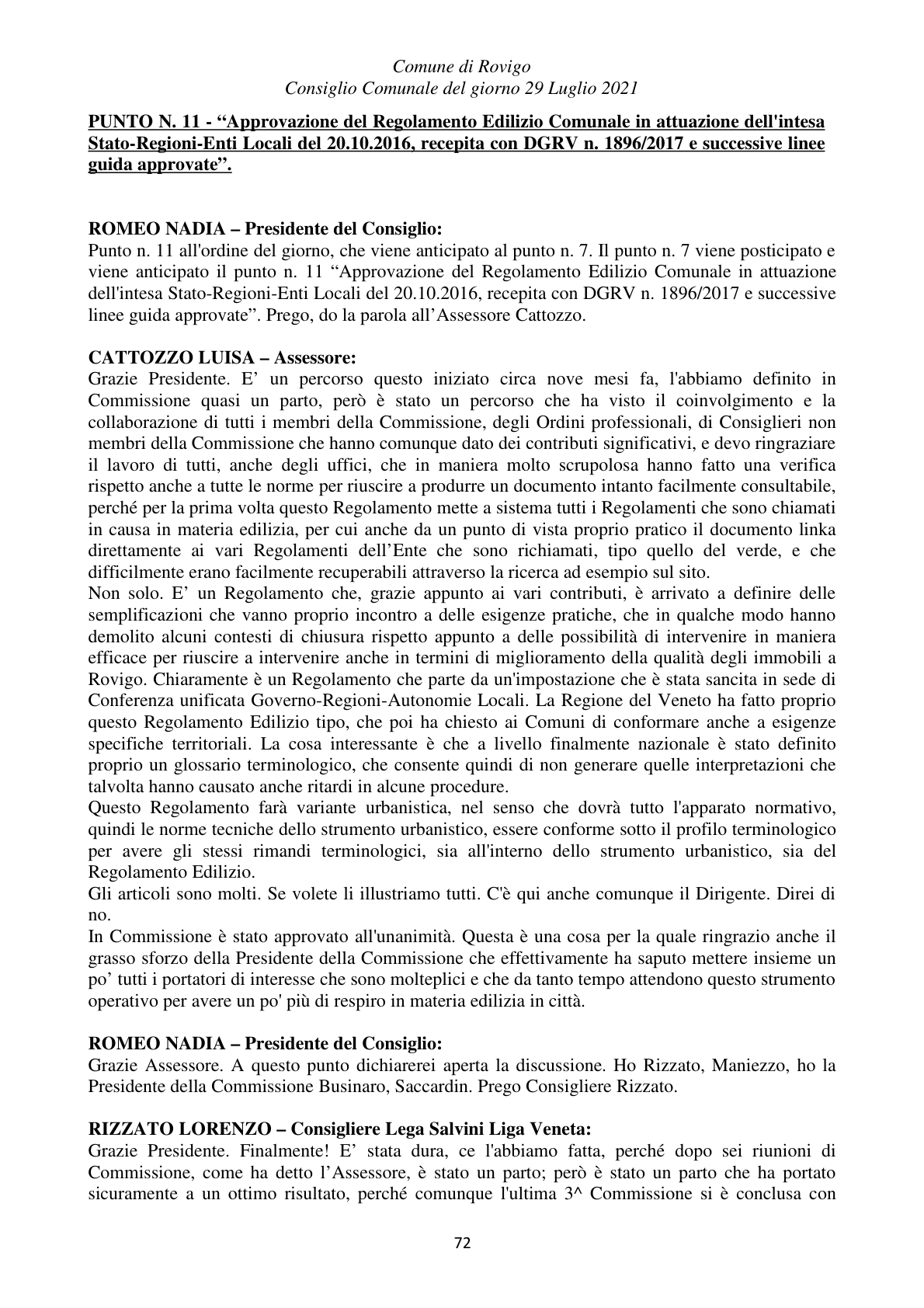 Pagina 72 del verbale