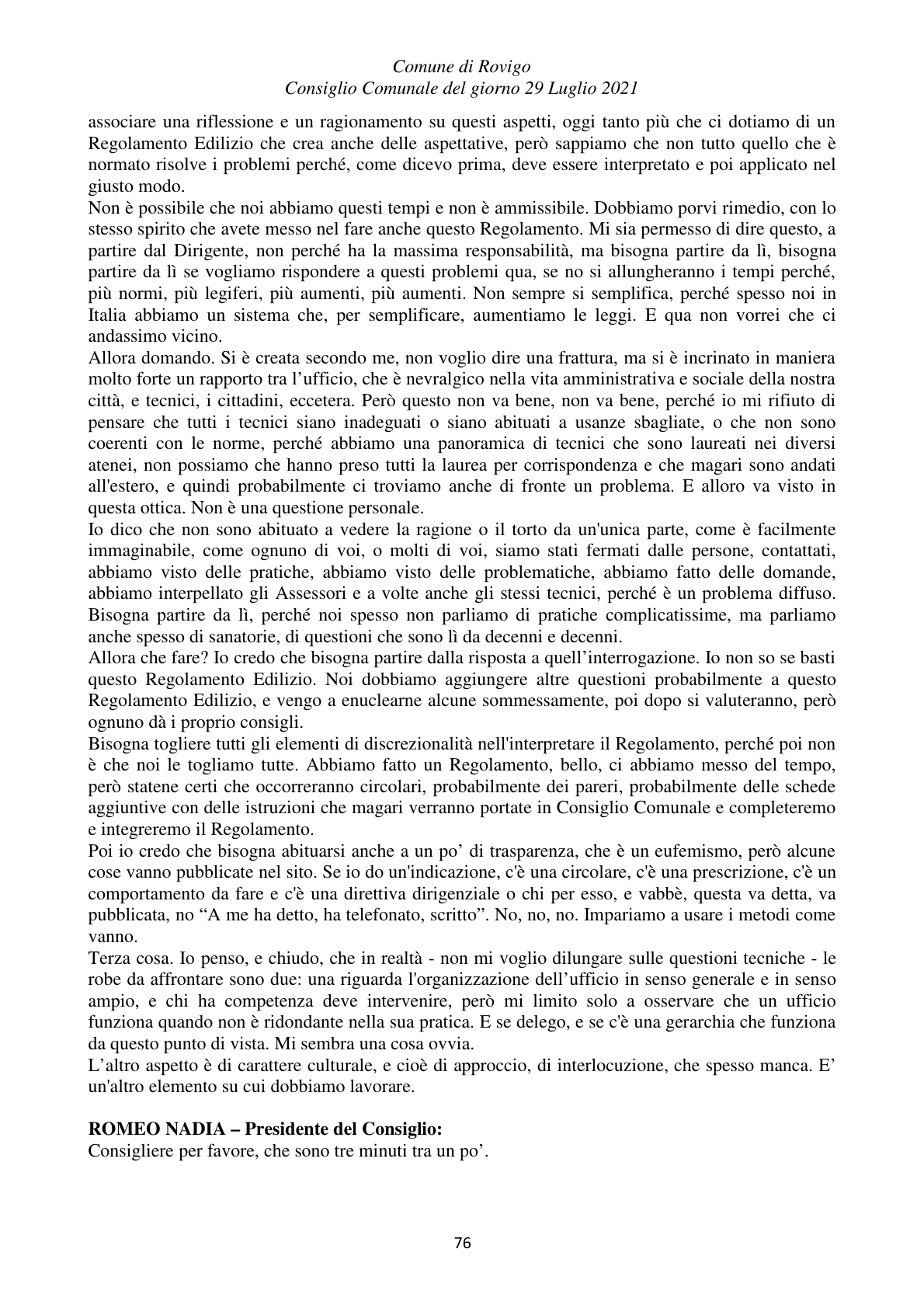 Pagina 76 del verbale