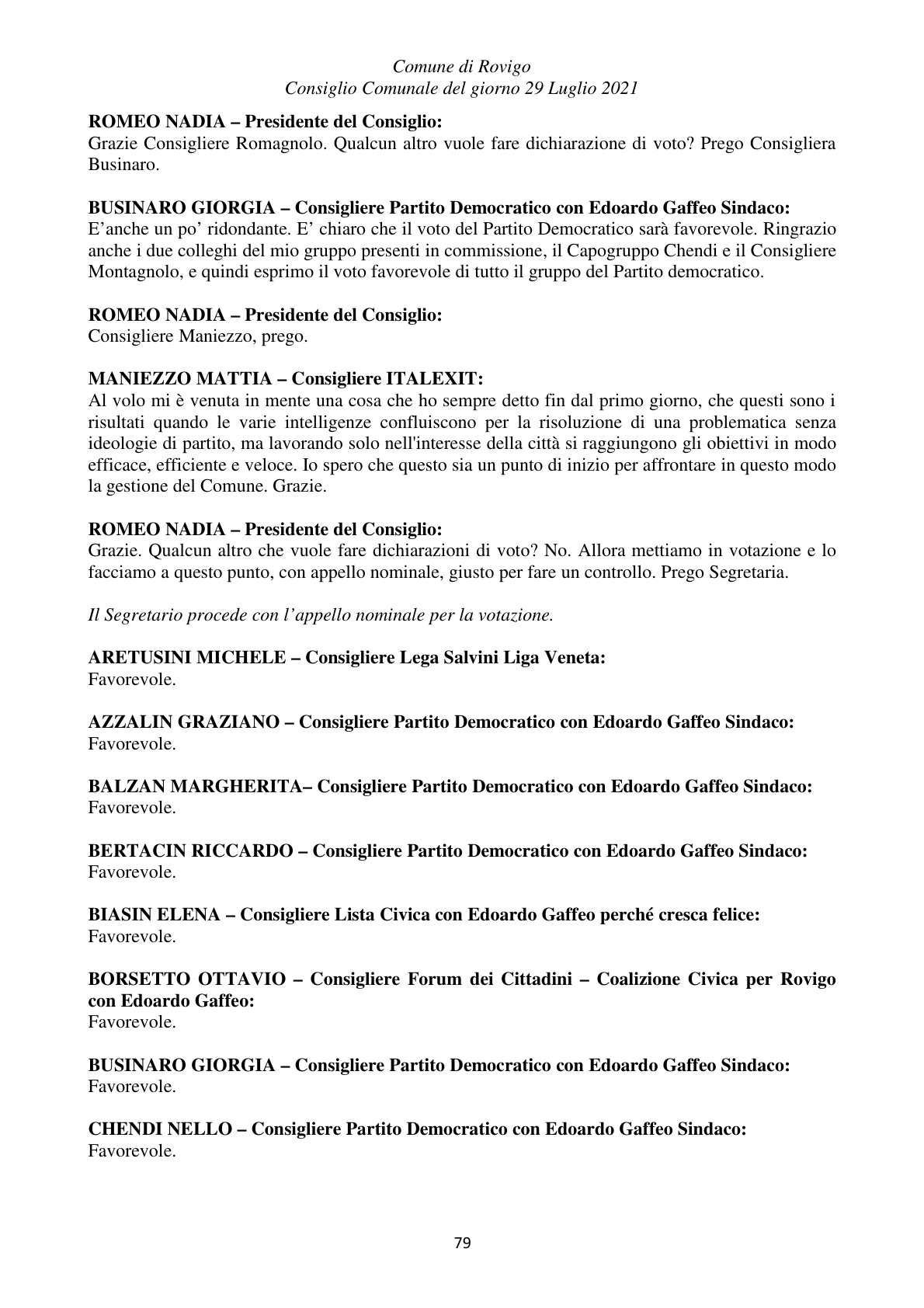 Pagina 79 del verbale