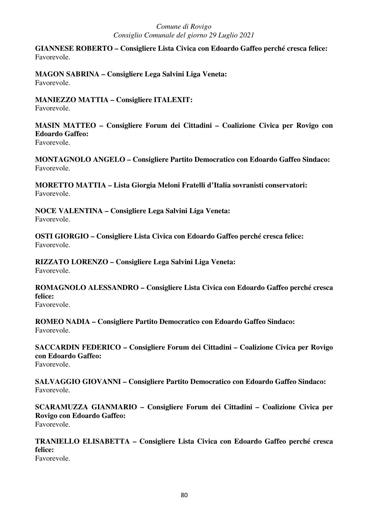 Pagina 80 del verbale