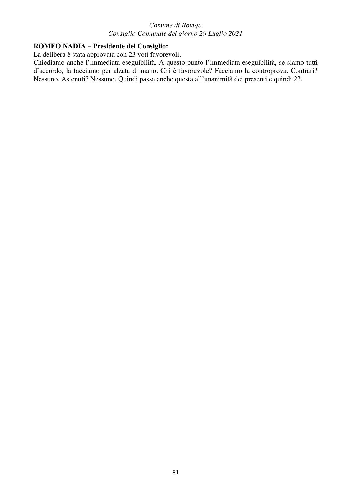Pagina 81 del verbale