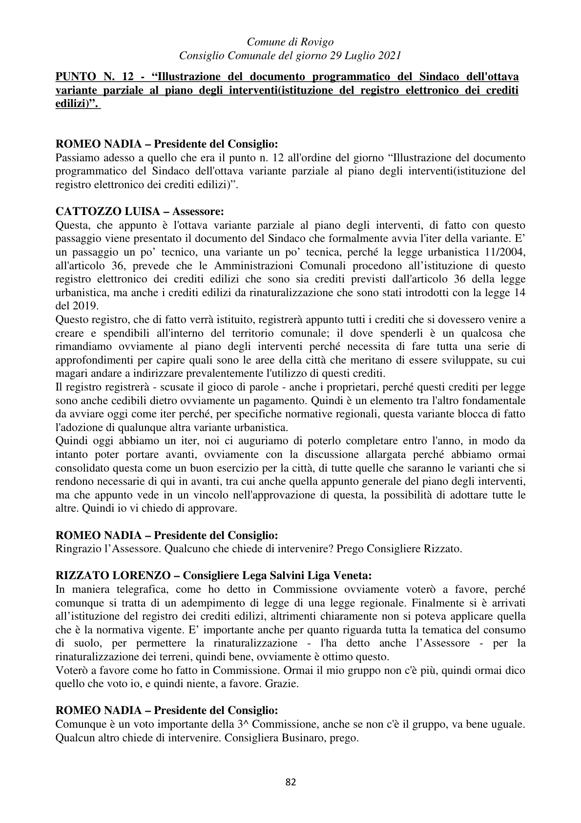 Pagina 82 del verbale