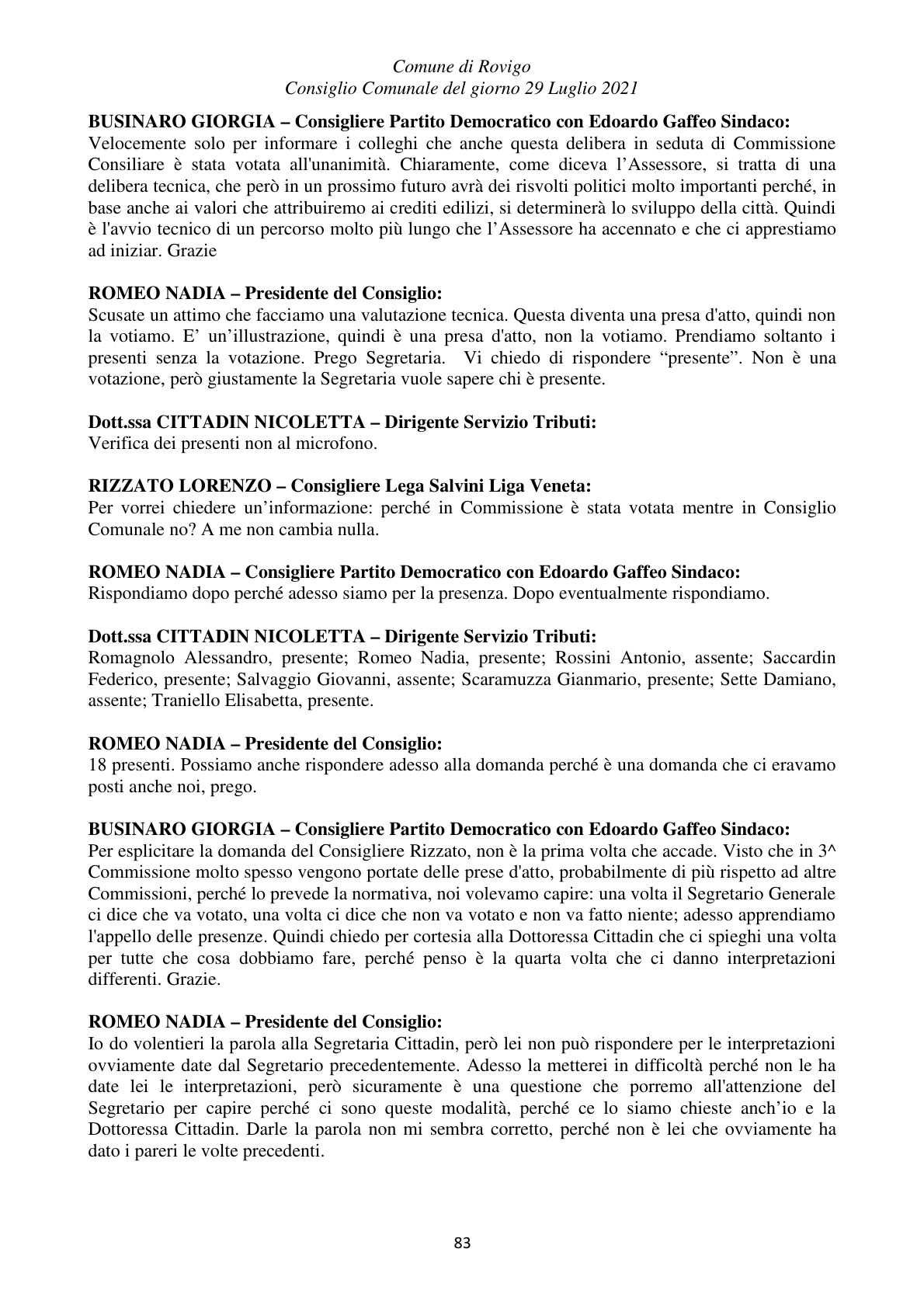 Pagina 83 del verbale
